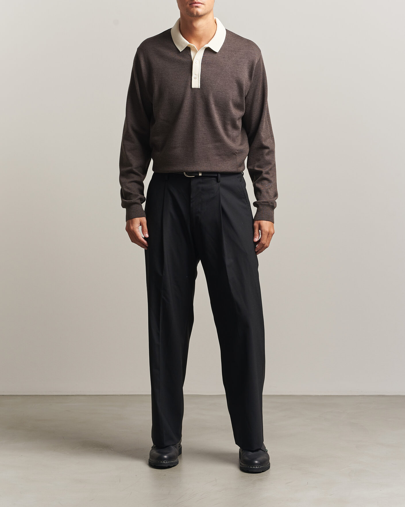 Hombres | Jerséis y prendas de punto | Drake's | Solid Knitted Rugby Brown