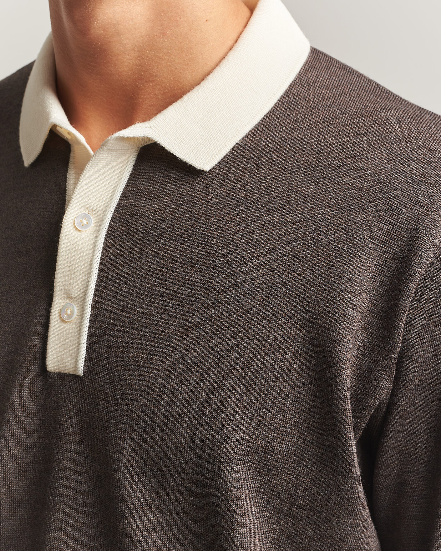 Hombres | Jerséis y prendas de punto | Drake's | Solid Knitted Rugby Brown