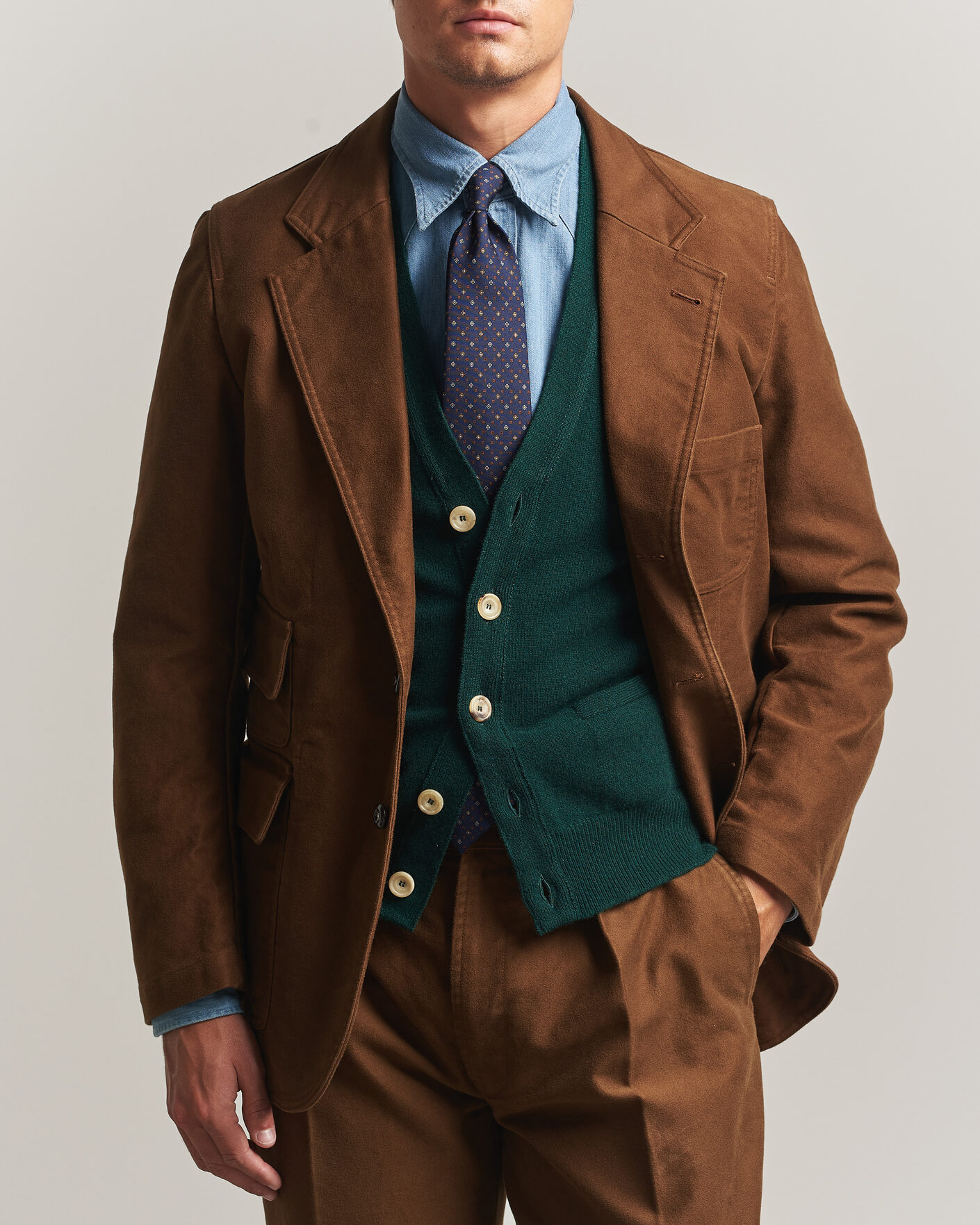 Hombres | Blazers | Drake's | MKIV Japanese Moleskin Games Blazer Brown
