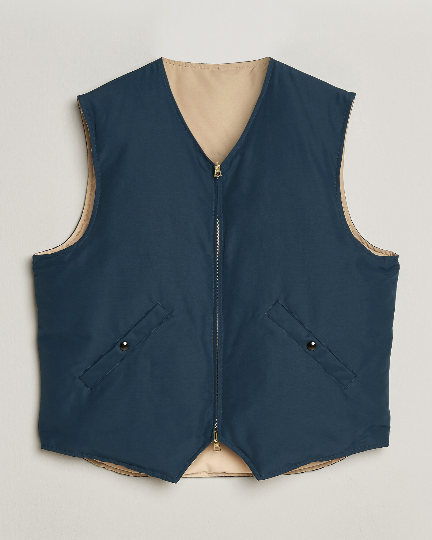 Hombres | Chalecos | Drake's | Reversible Down Vest Petrol/Ecru