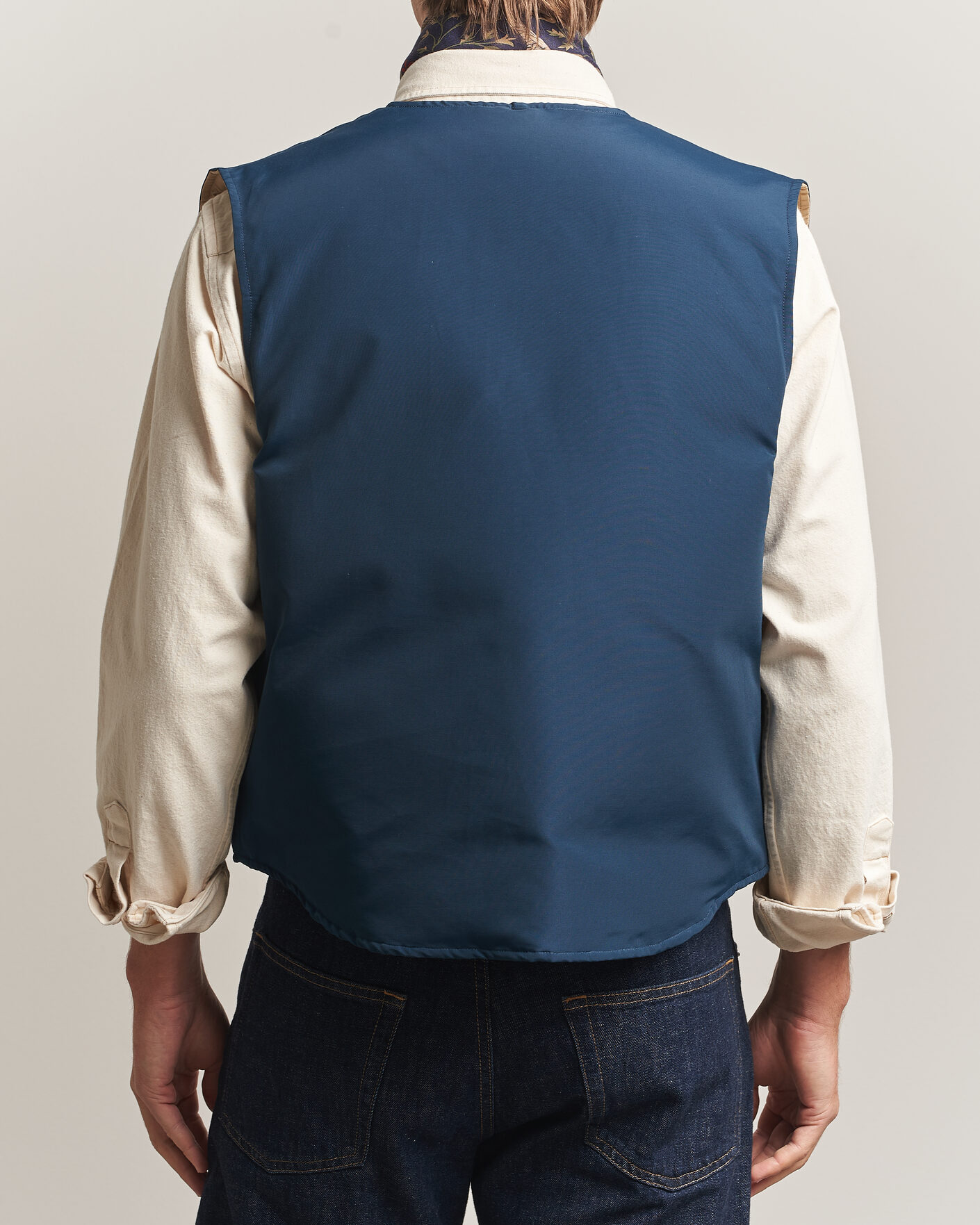 Hombres | Chalecos | Drake's | Reversible Down Vest Petrol/Ecru