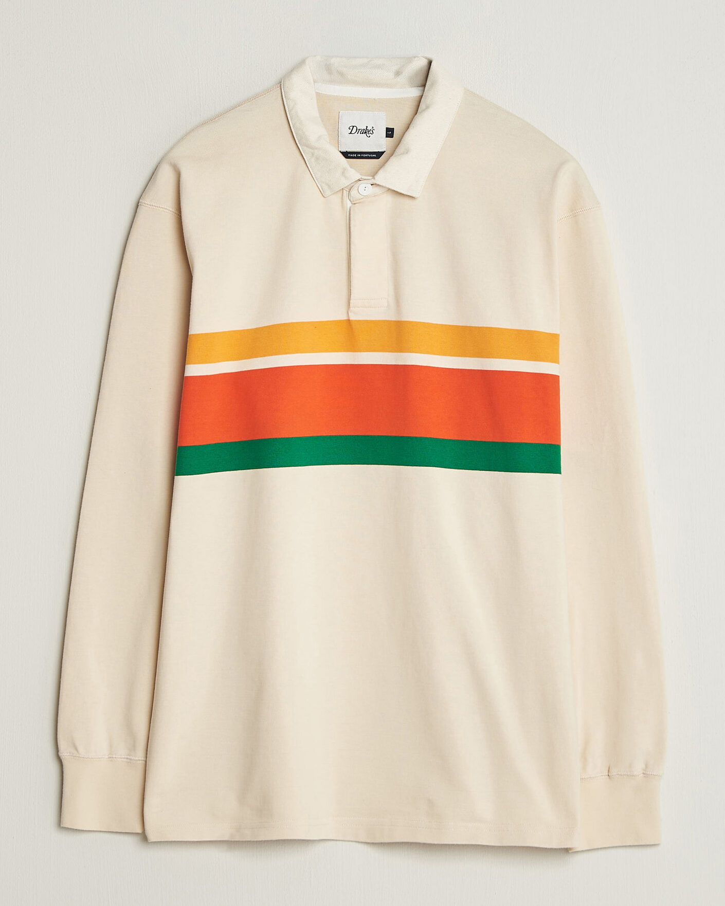Hombres | Jerséis y prendas de punto | Drake's | Middle Stripe Rugby Ecru