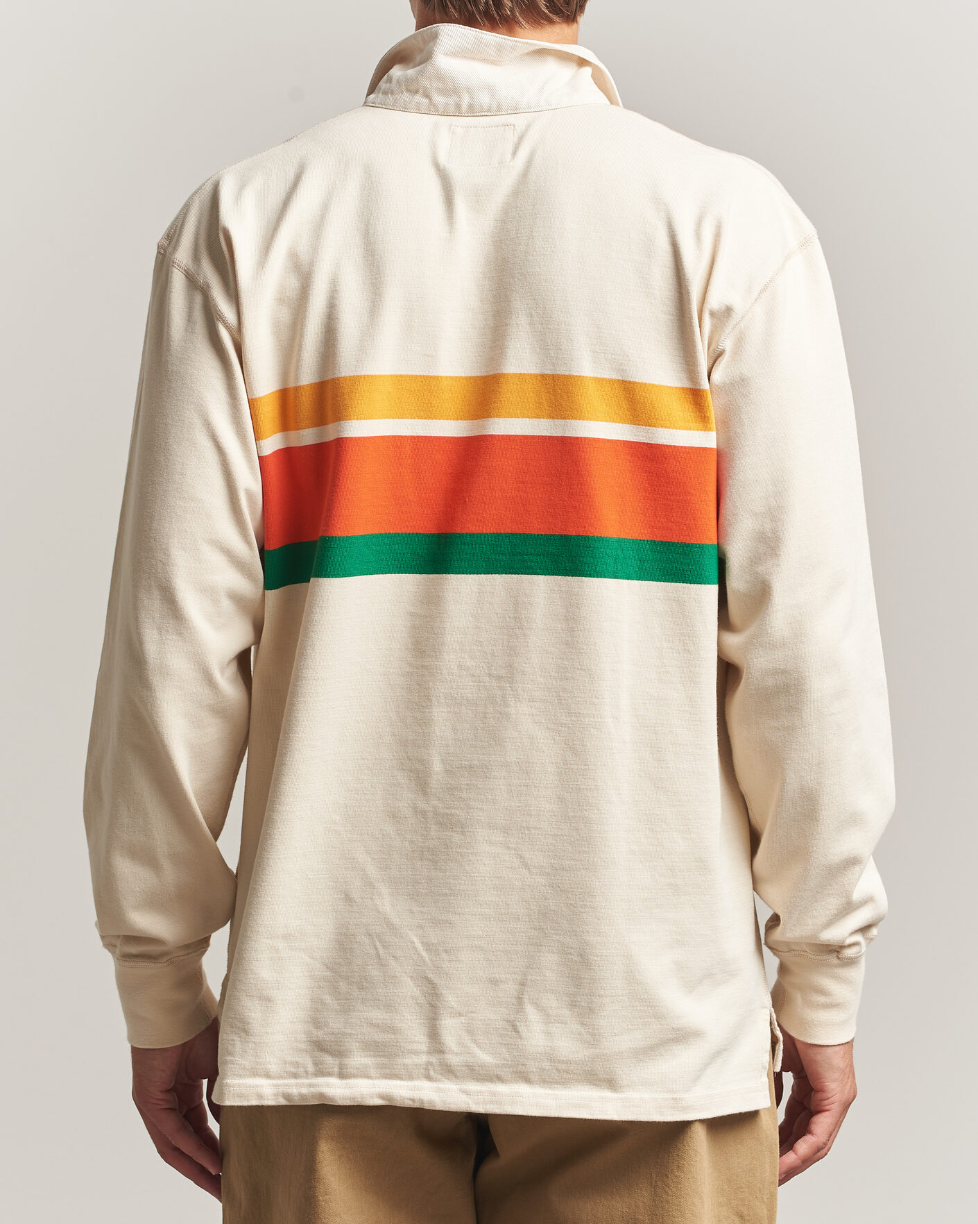 Hombres | Jerséis y prendas de punto | Drake's | Middle Stripe Rugby Ecru