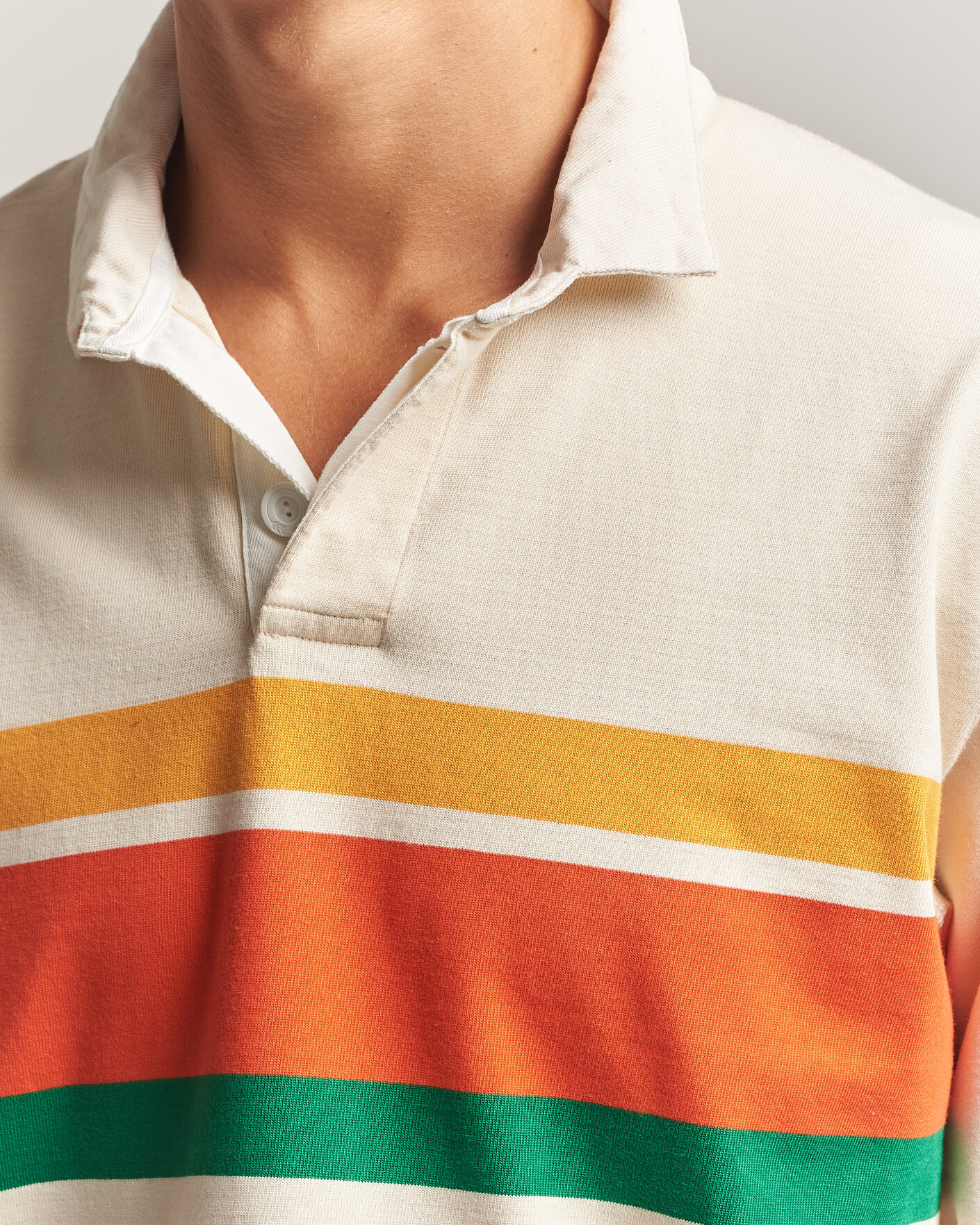 Hombres | Jerséis y prendas de punto | Drake's | Middle Stripe Rugby Ecru