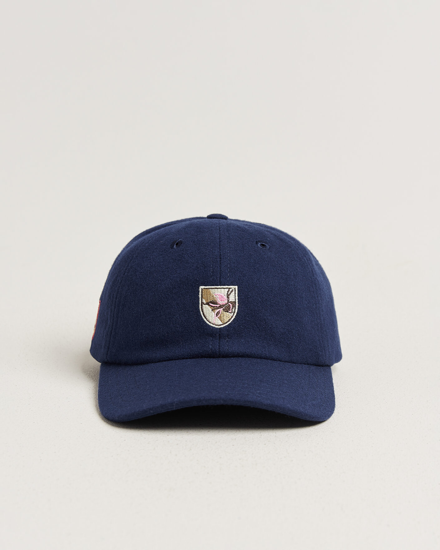 Hombres | Sombreros y gorras | Drake's | Crest Merino Wool Baseball Cap Navy