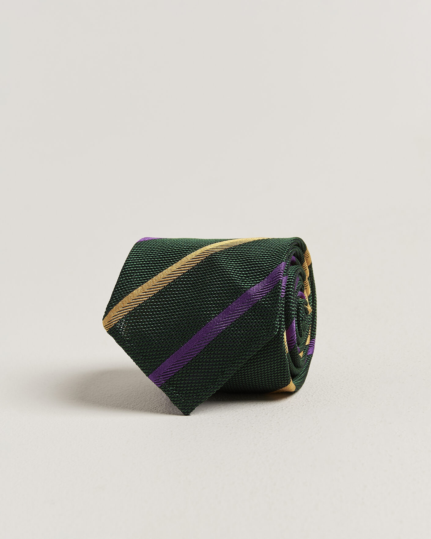 Hombres | Corbatas | Drake's | Multistripe Grenadine Silk Tie Green/Yellow/Purple