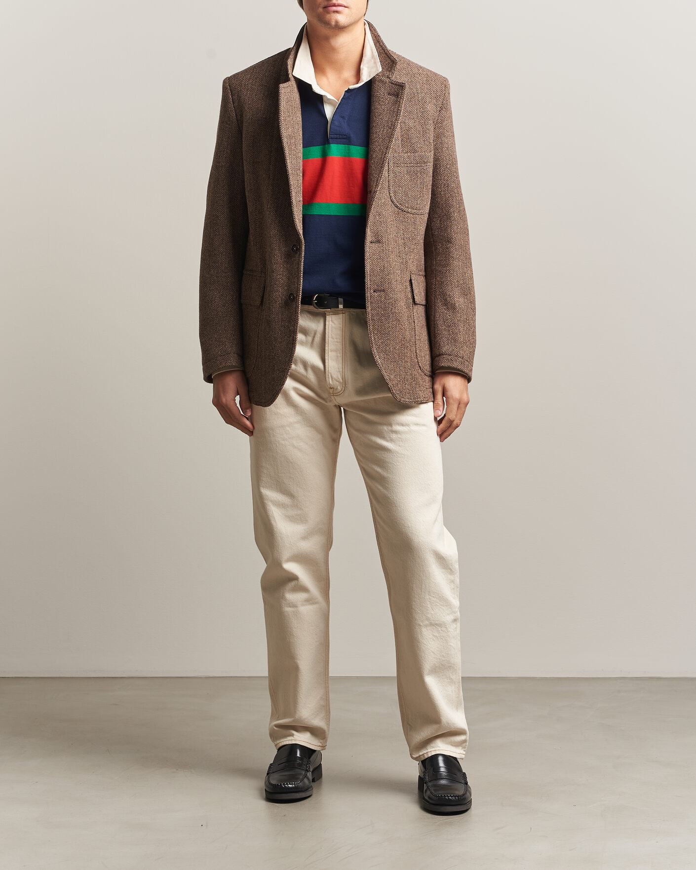 Hombres | Blazers | Drake's | MKVII Tweed Herringbone Games Blazer Brown