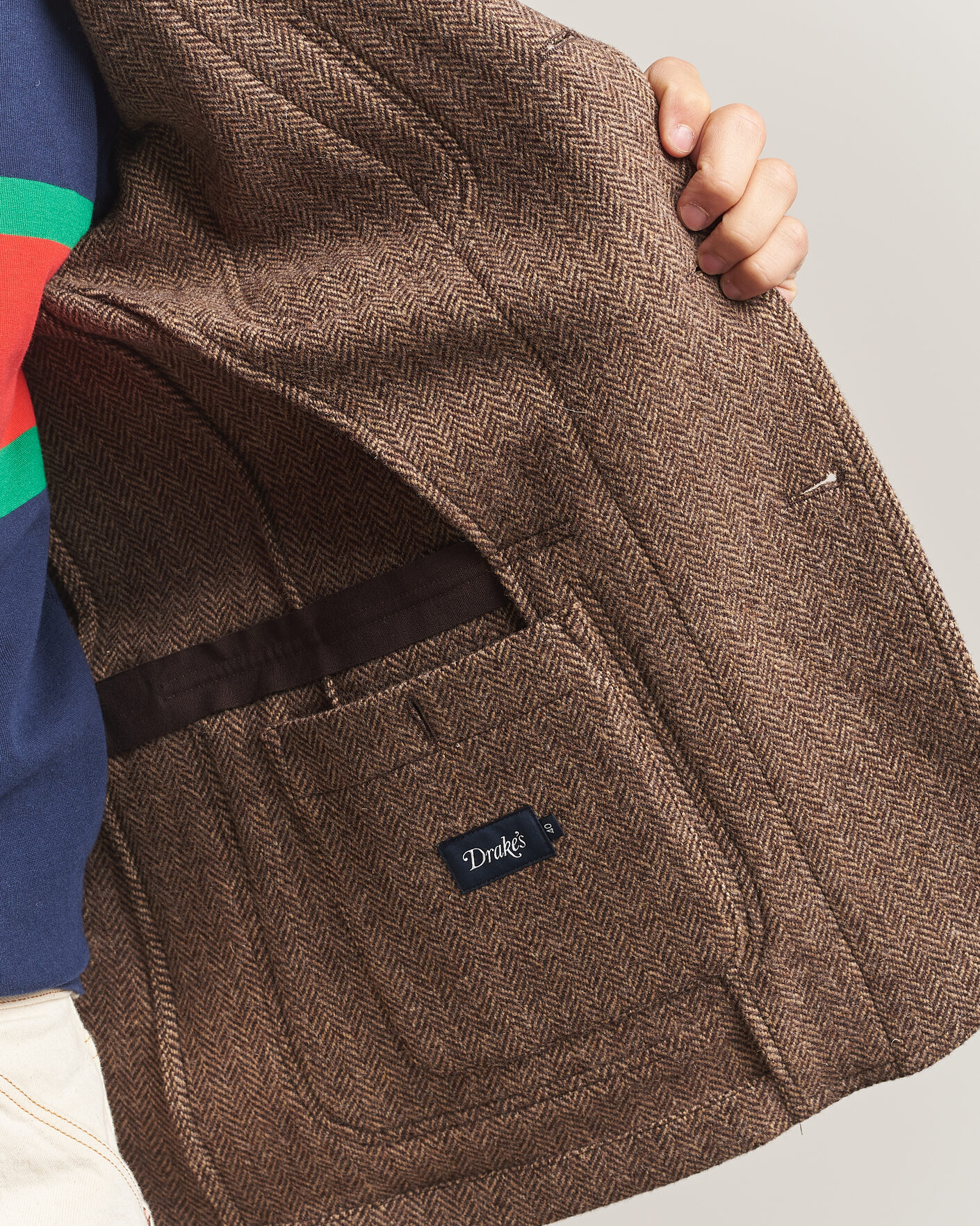 Hombres | Blazers | Drake's | MKVII Tweed Herringbone Games Blazer Brown