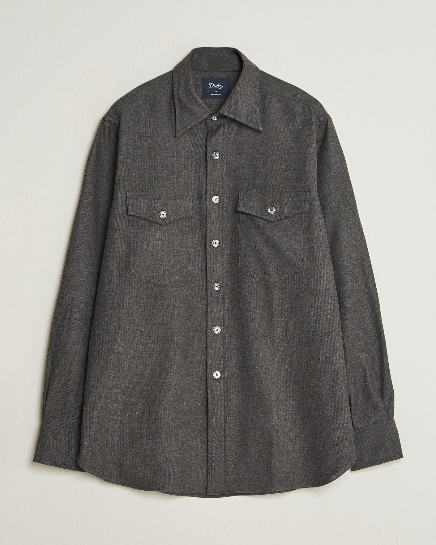 Hombres | Camisas | Drake's | Two Pocket Casual Shirt Grey