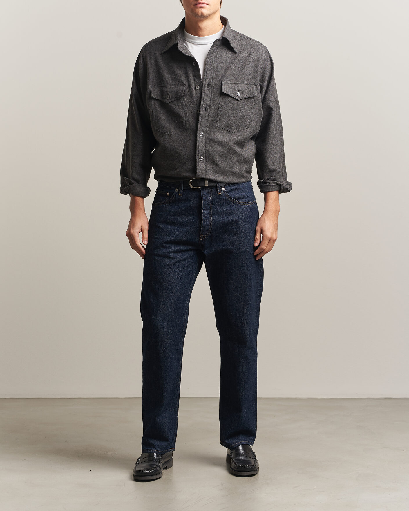 Hombres | Camisas | Drake's | Two Pocket Casual Shirt Grey