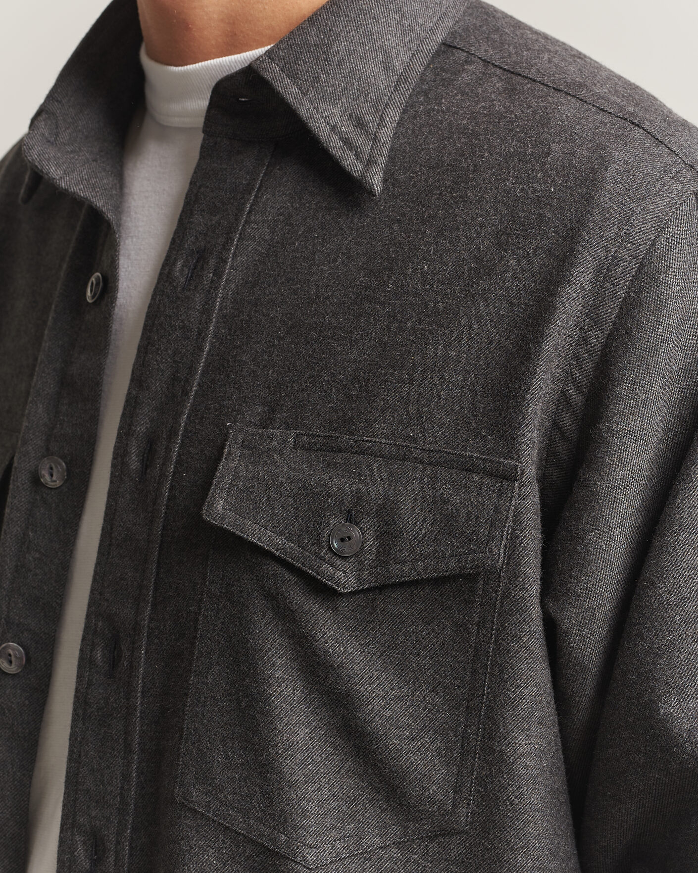 Hombres | Camisas | Drake's | Two Pocket Casual Shirt Grey