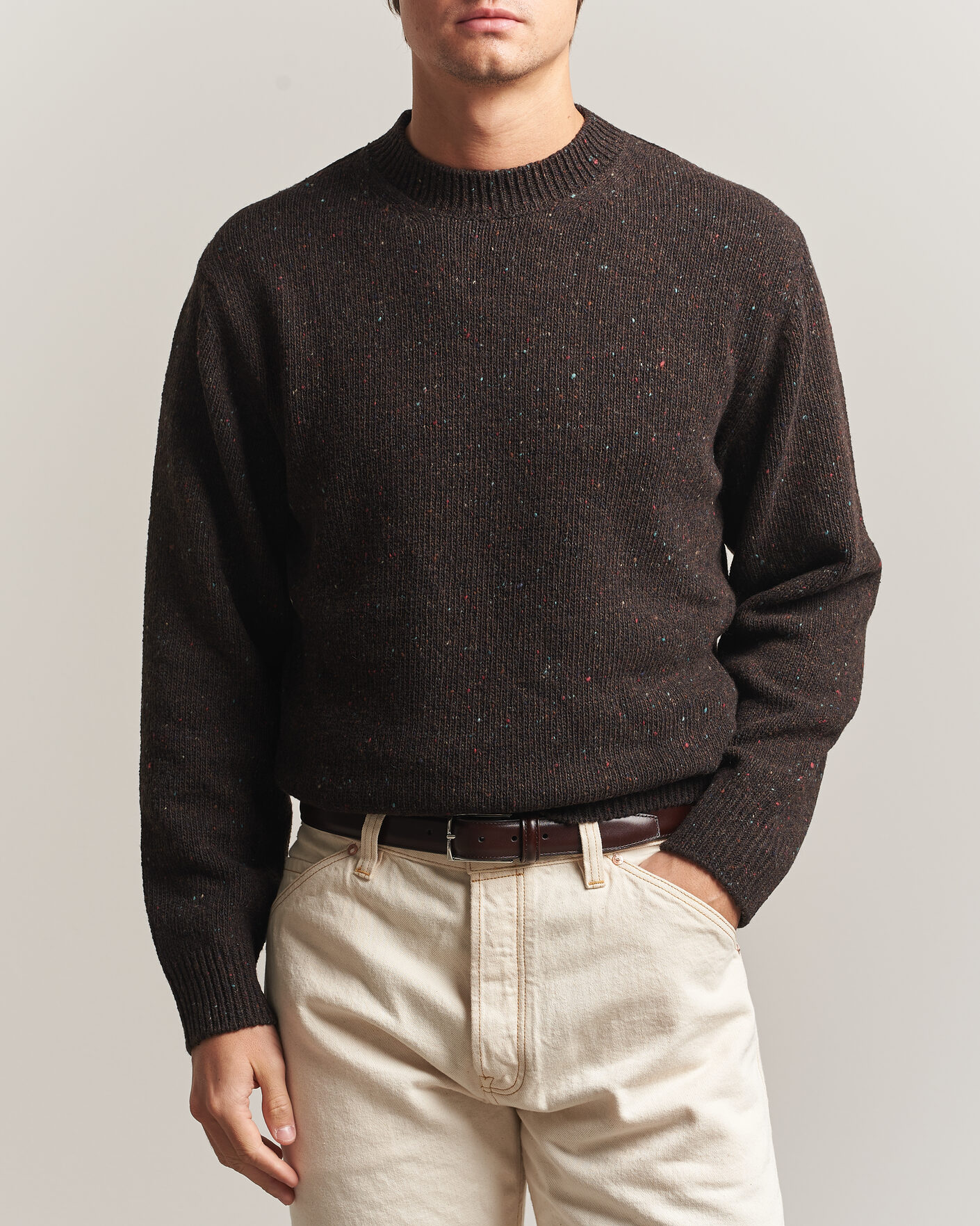 Hombres | Jerséis y prendas de punto | Drake's | Donegal Crewneck Brown