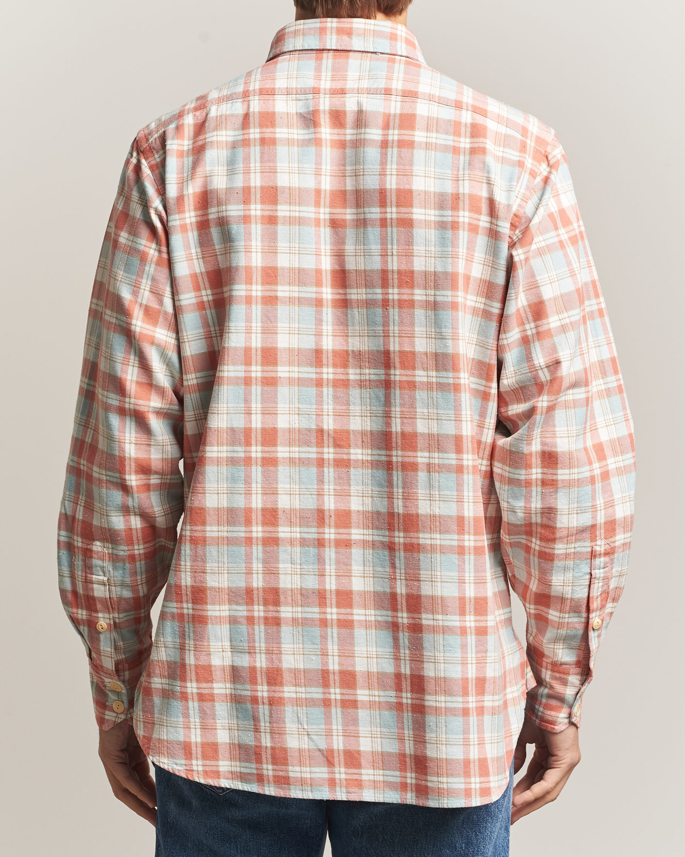 Hombres | Camisas | Drake's | Two Pocket Check Shirt Pink/Blue