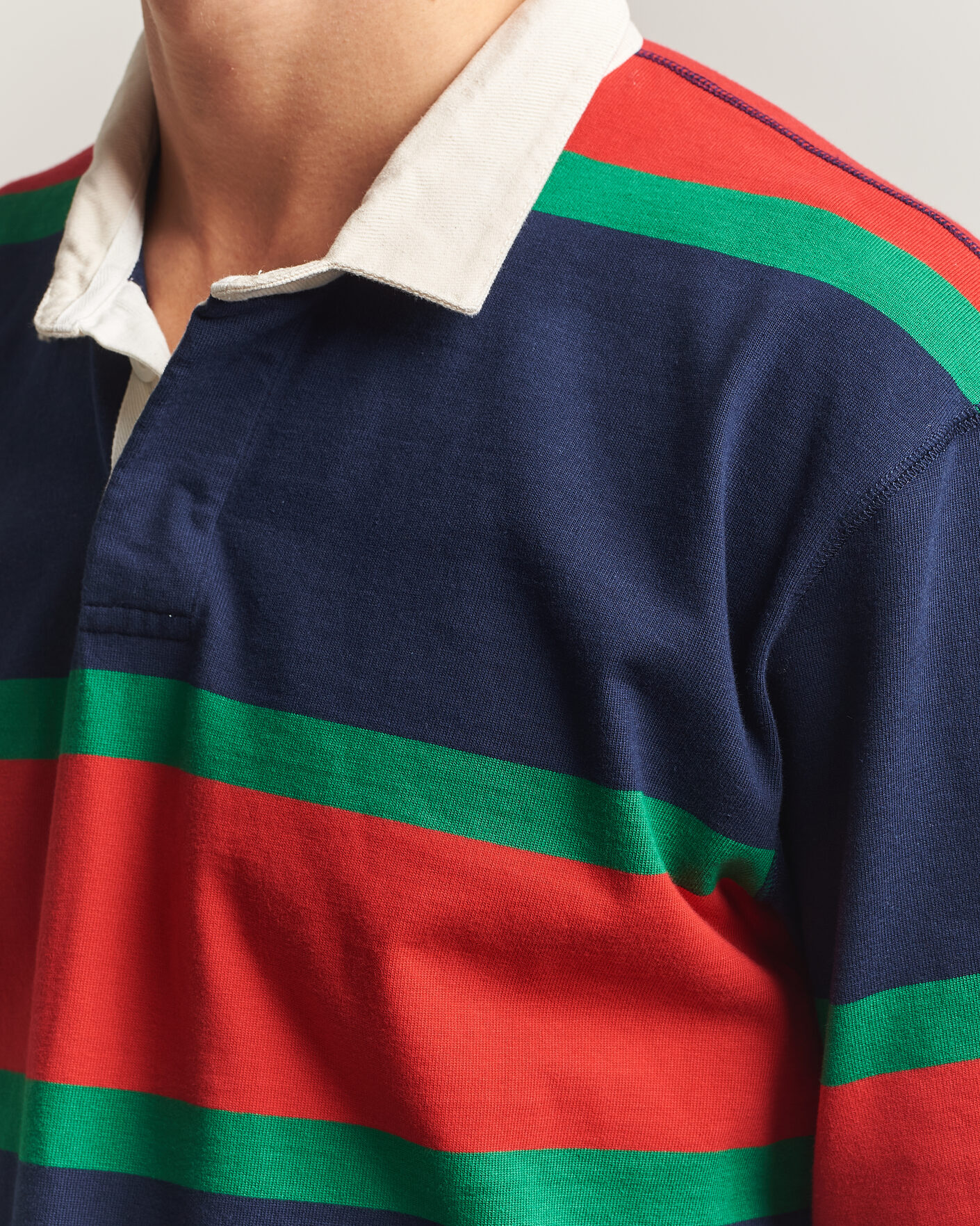 Hombres | Jerséis y prendas de punto | Drake's | Middle Stripe Rugby Navy/Red/Green