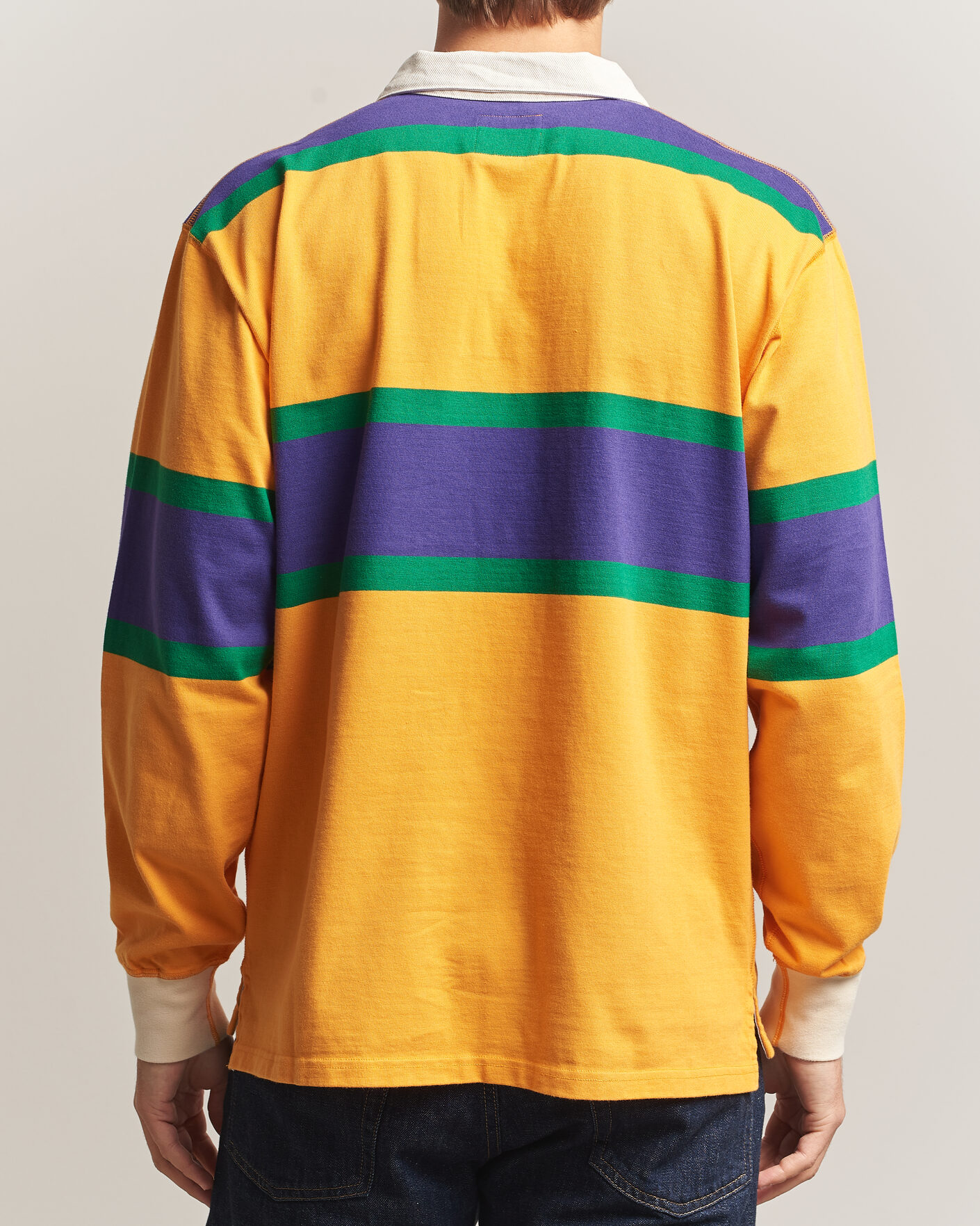 Hombres | Jerséis y prendas de punto | Drake's | Block Stripe Rugby Yellow