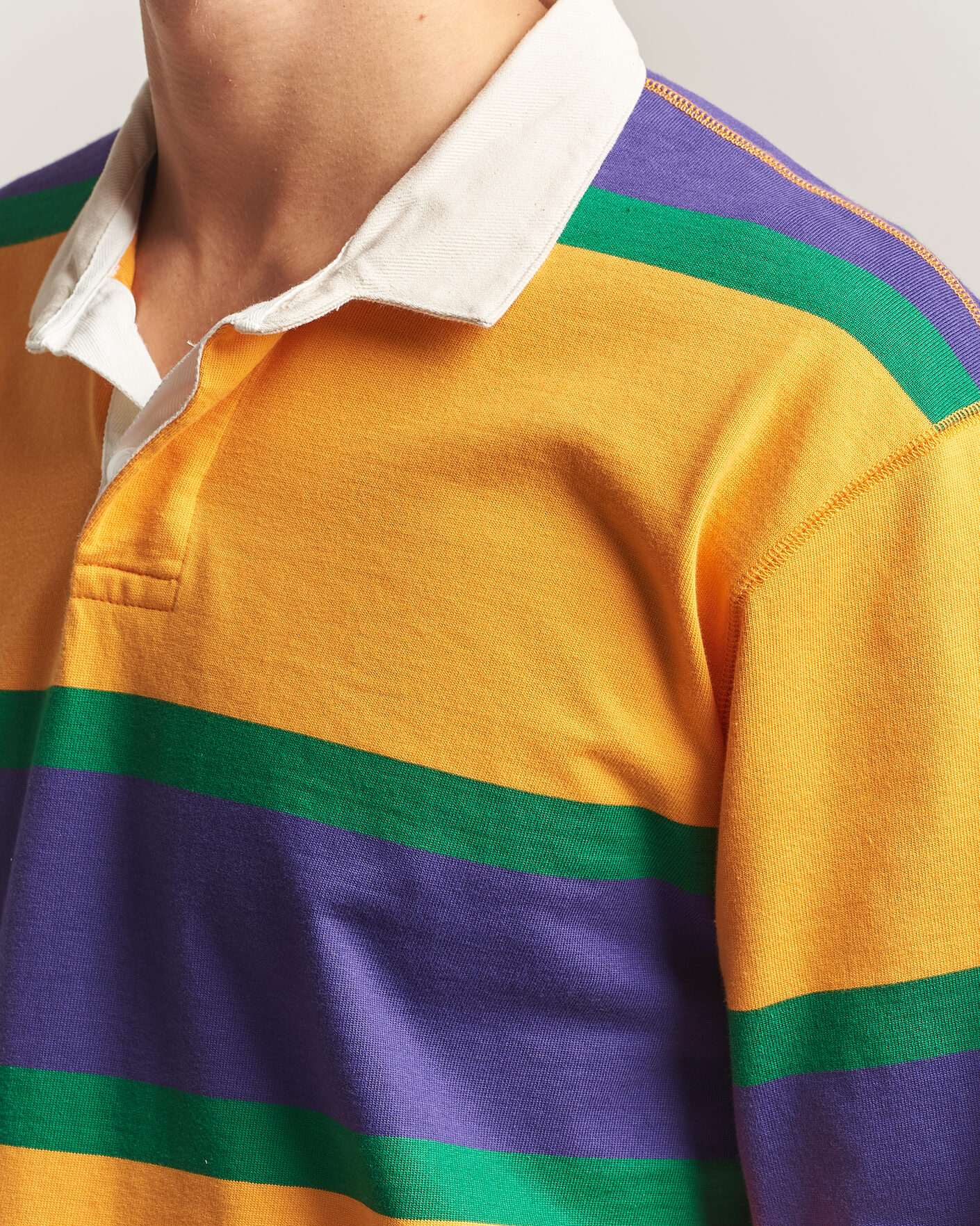Hombres | Jerséis y prendas de punto | Drake's | Block Stripe Rugby Yellow