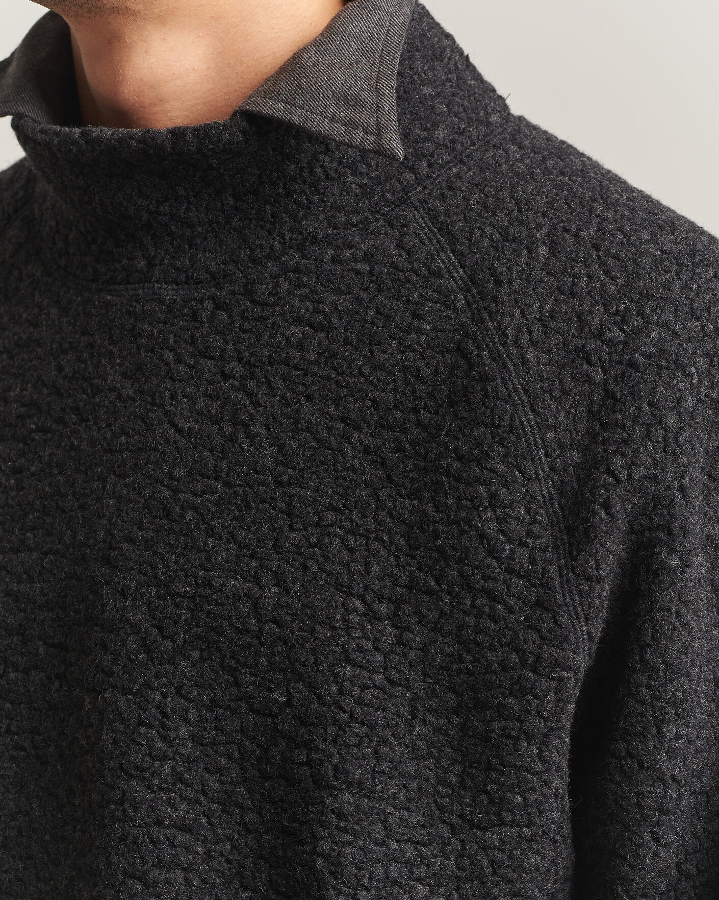 Hombres | Jerséis y prendas de punto | Drake's | Mock Neck Fleece Grey