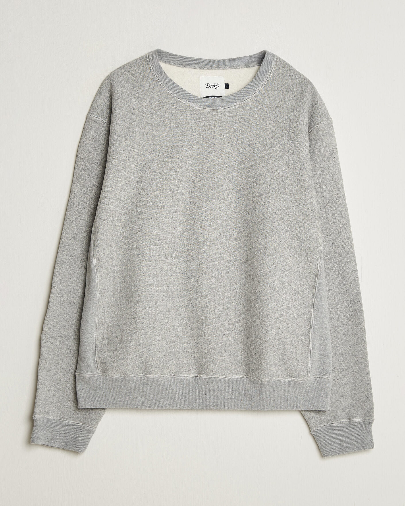 Hombres | Jerséis y prendas de punto | Drake's | Reverse Weave Crewneck Sweatshirt Grey