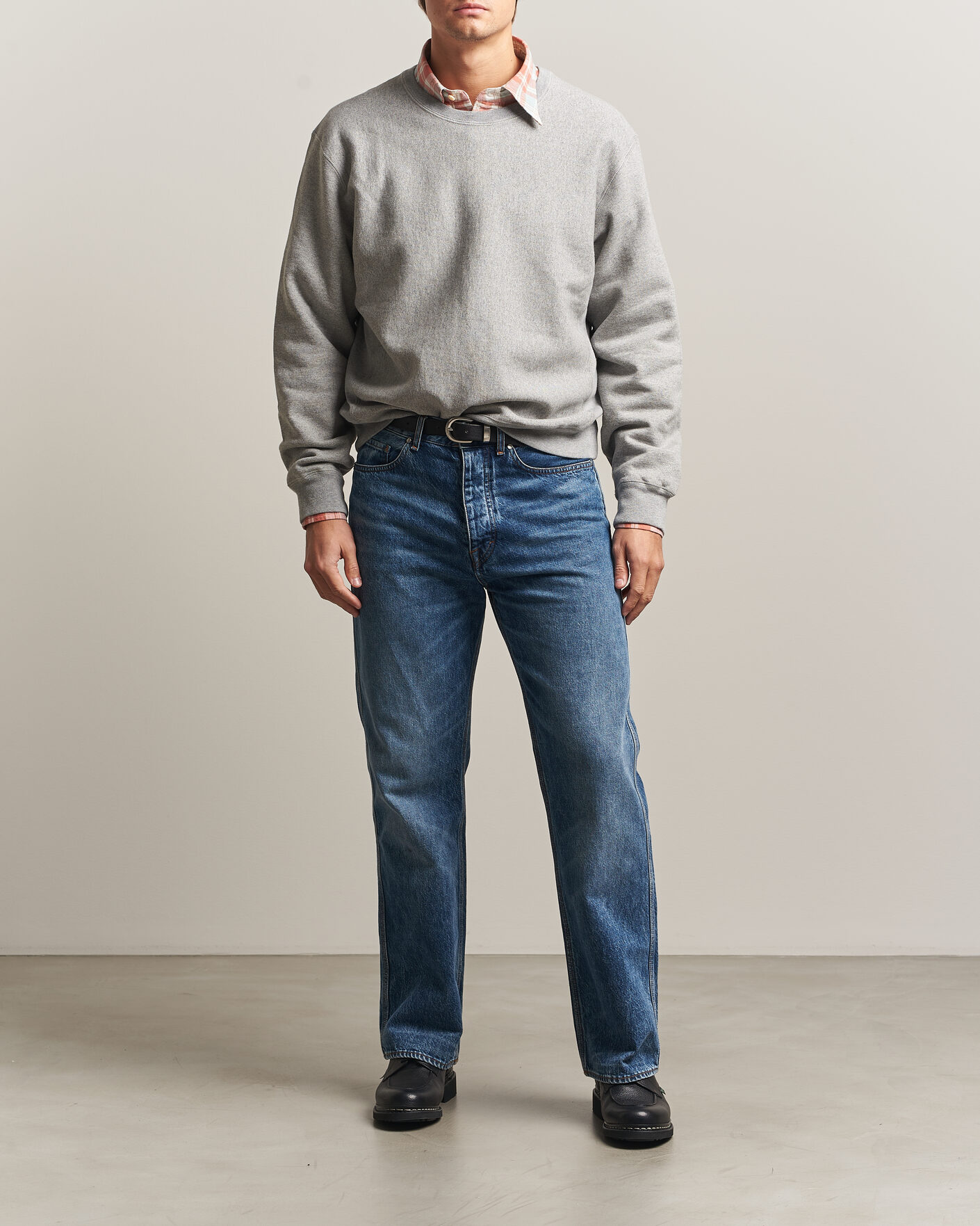 Hombres | Jerséis y prendas de punto | Drake's | Reverse Weave Crewneck Sweatshirt Grey