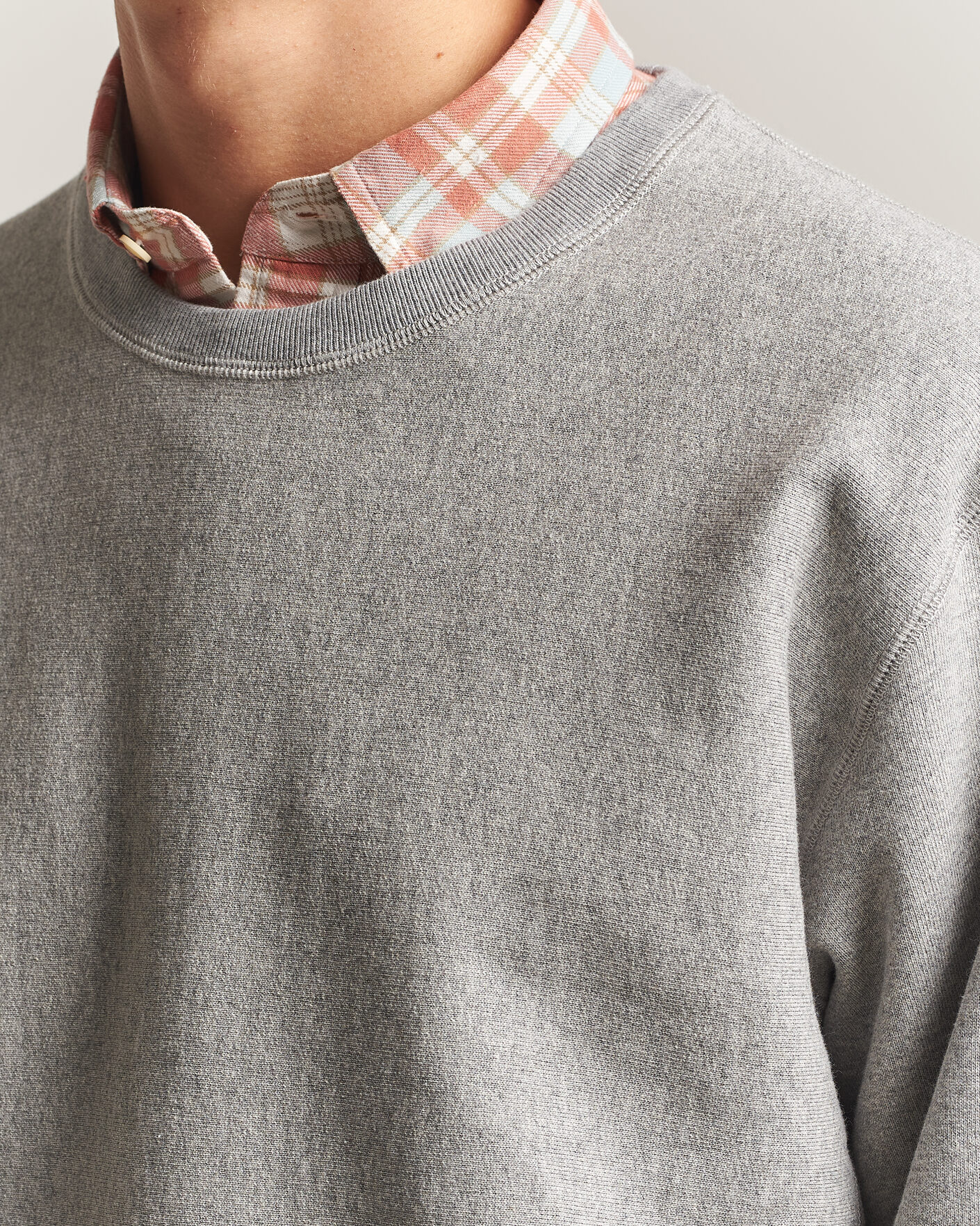 Hombres | Jerséis y prendas de punto | Drake's | Reverse Weave Crewneck Sweatshirt Grey
