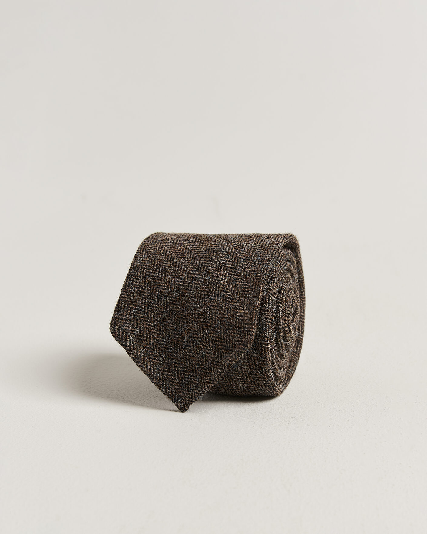 Hombres | Corbatas | Drake's | Shetland Herringbone Tie Brown