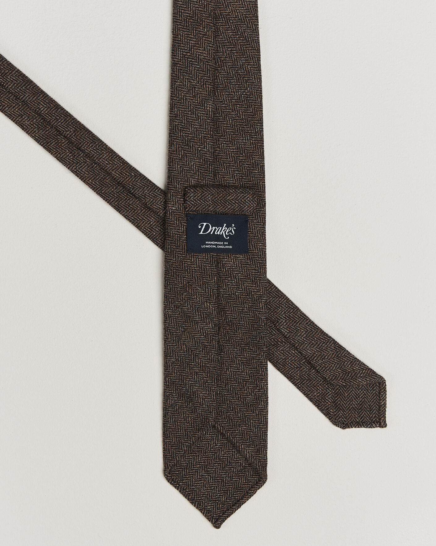 Hombres | Corbatas | Drake's | Shetland Herringbone Tie Brown