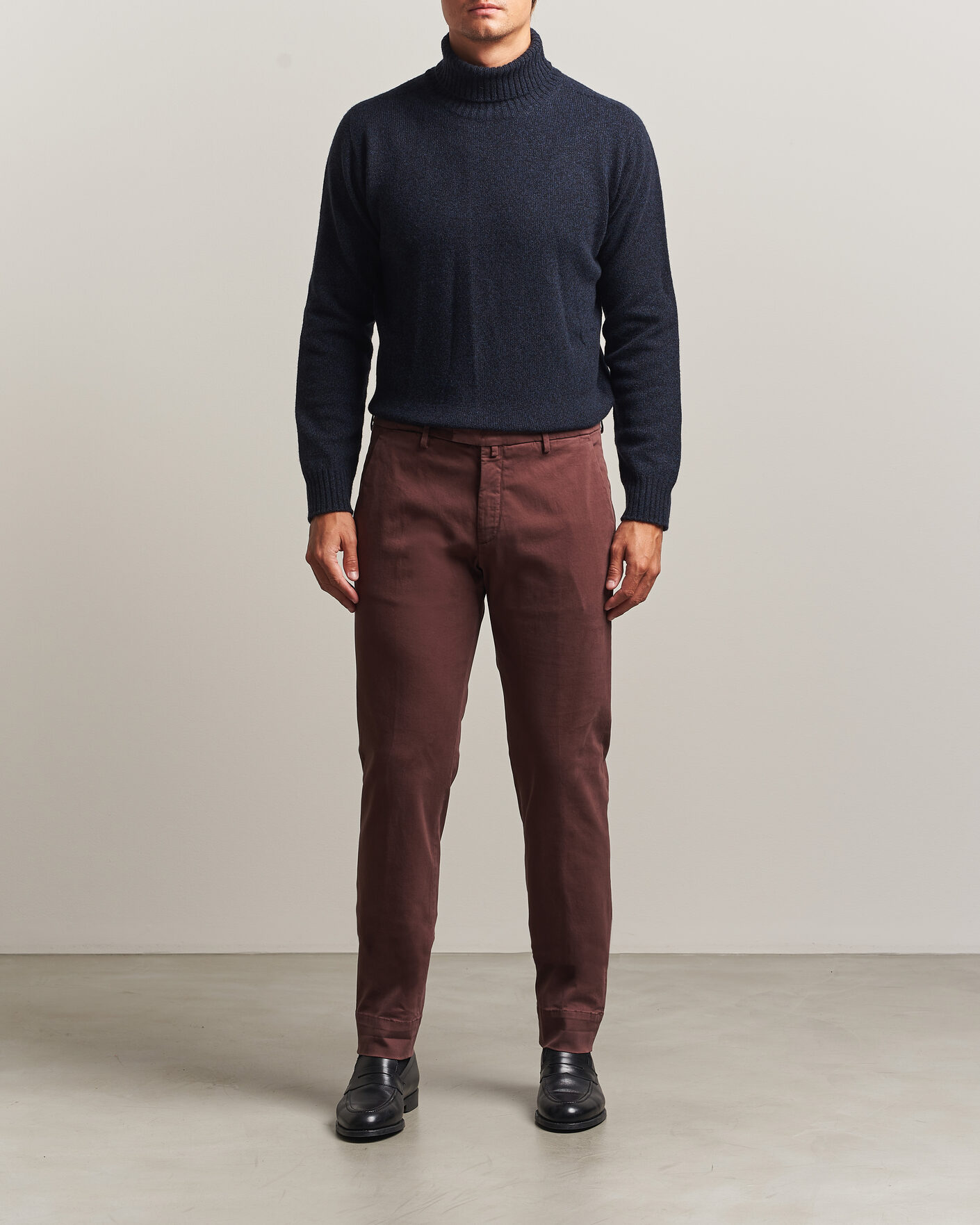 Hombres | Pantalones | Briglia 1949 | Slim Fit Cotton Stretch Trousers Burgundy