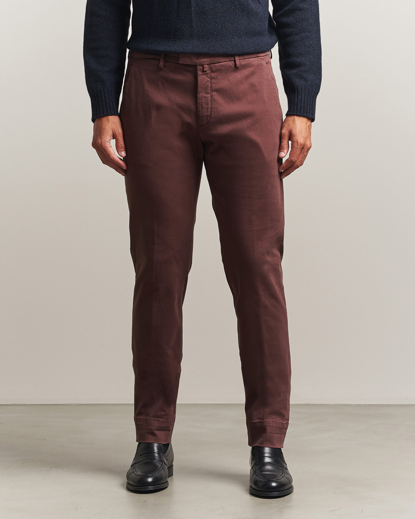 Hombres | Pantalones | Briglia 1949 | Slim Fit Cotton Stretch Trousers Burgundy