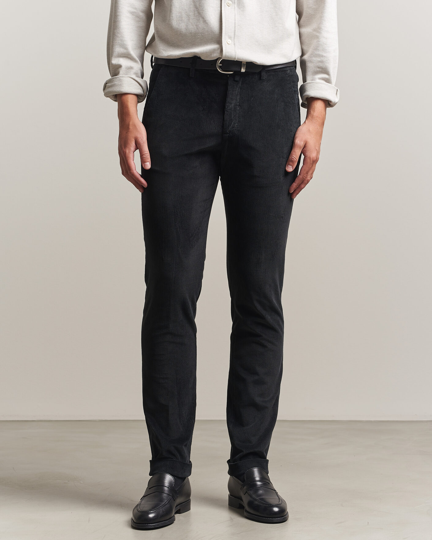 Hombres | Pantalones | Briglia 1949 | Slim Fit Corduroy Trousers Black