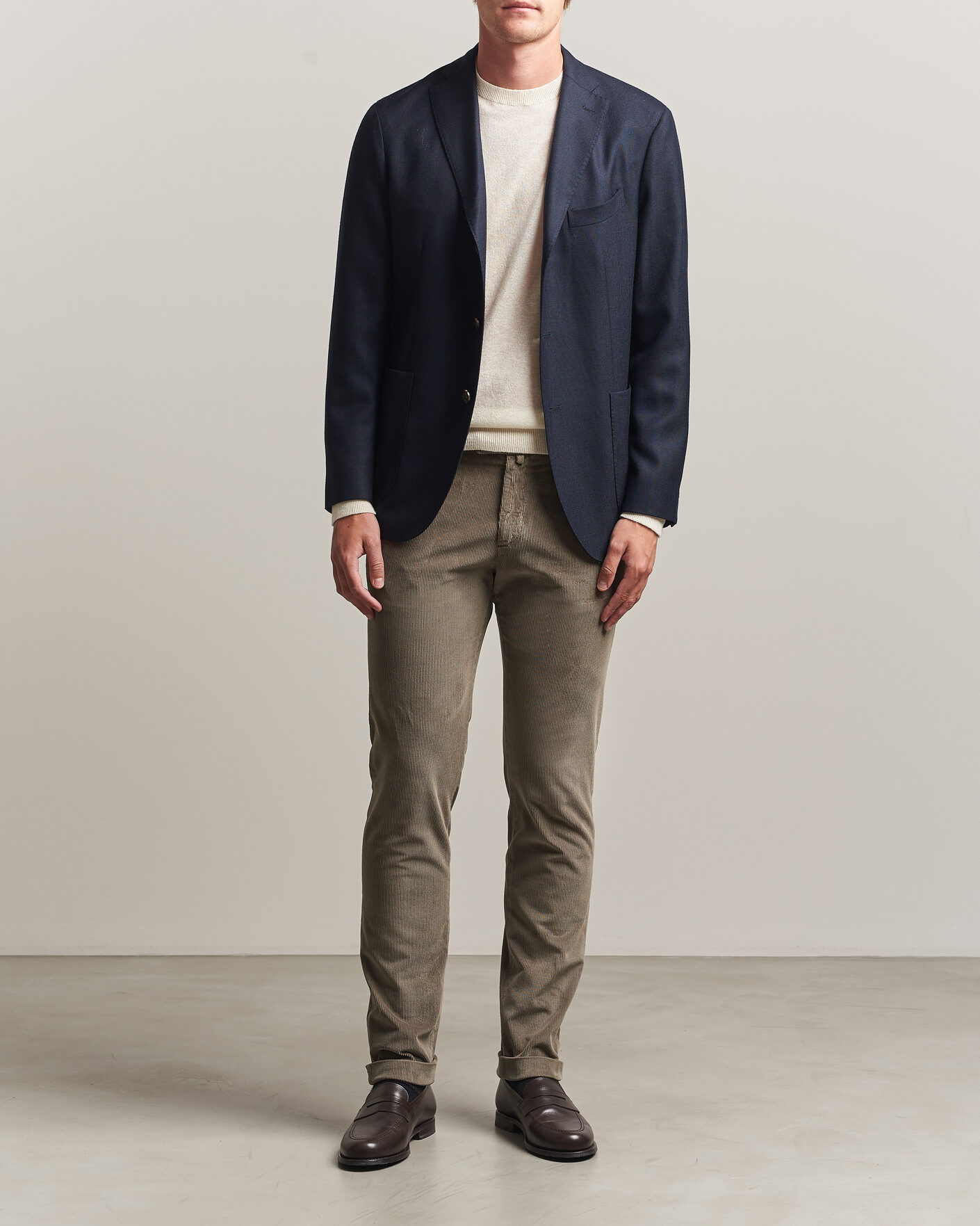 Hombres | Pantalones | Briglia 1949 | Slim Fit Corduroy Trousers Taupe