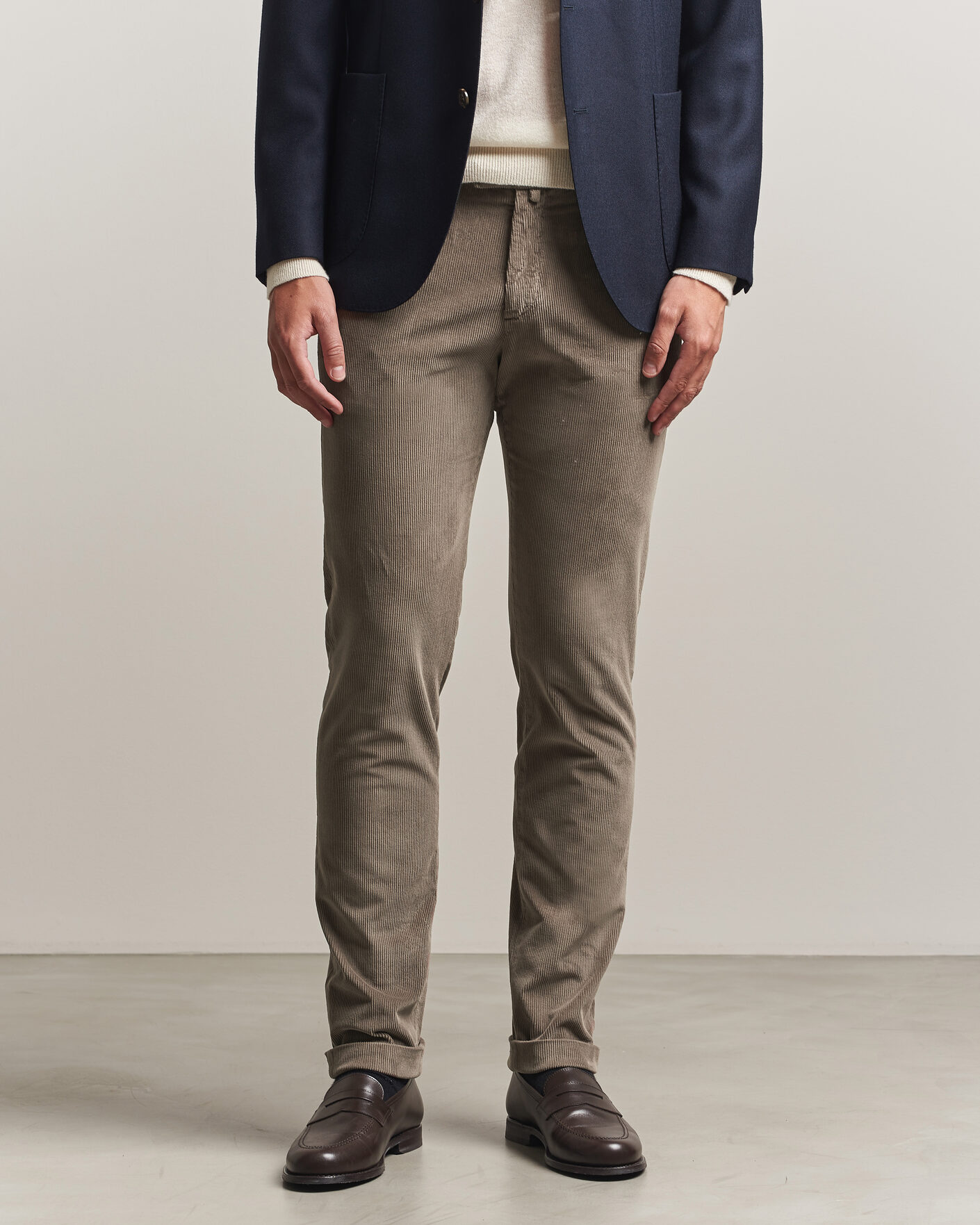 Hombres | Pantalones | Briglia 1949 | Slim Fit Corduroy Trousers Taupe