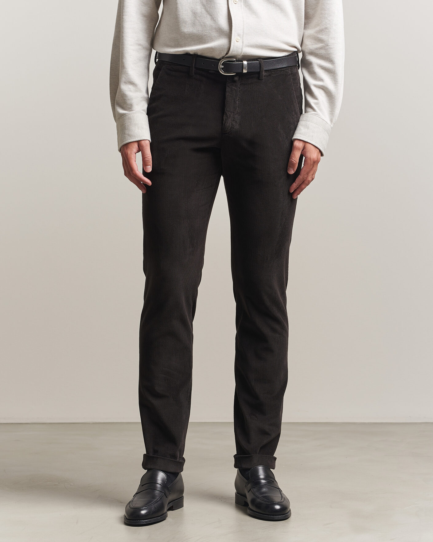 Hombres | Pantalones | Briglia 1949 | Slim Fit Corduroy Trousers Dark Brown
