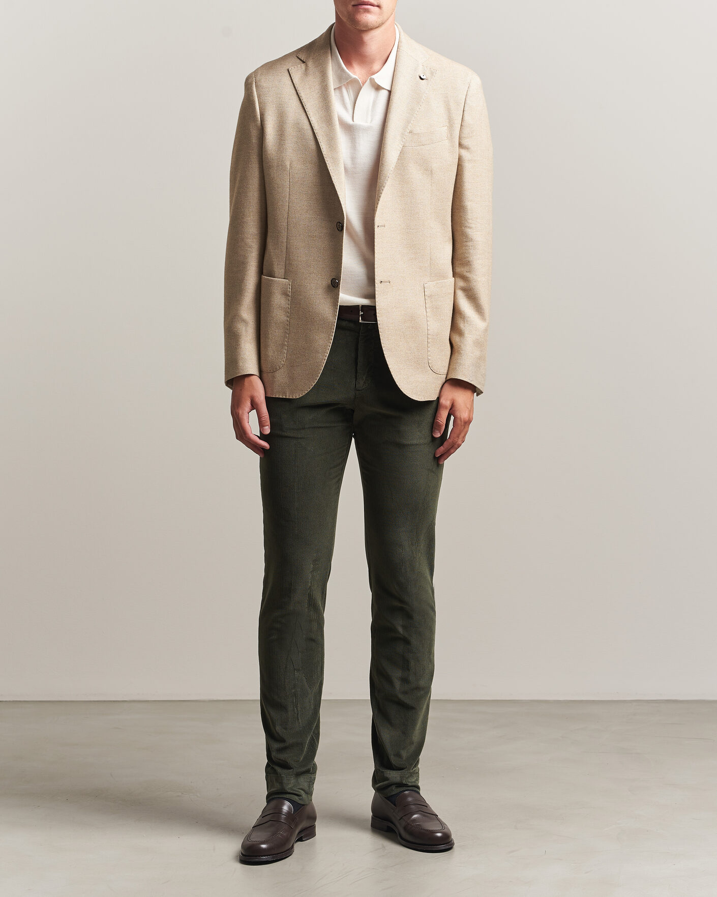 Hombres | Pantalones | Briglia 1949 | Slim Fit Corduroy Trousers Dark Green
