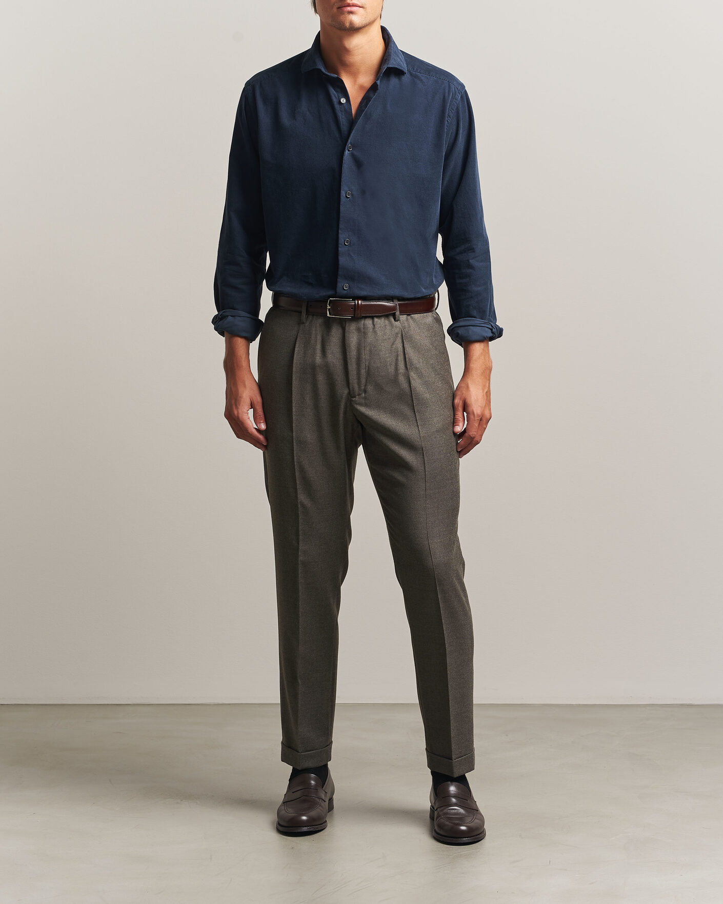 Hombres | Pantalones | Briglia 1949 | Isola Stretch Flannel Trousers Brown
