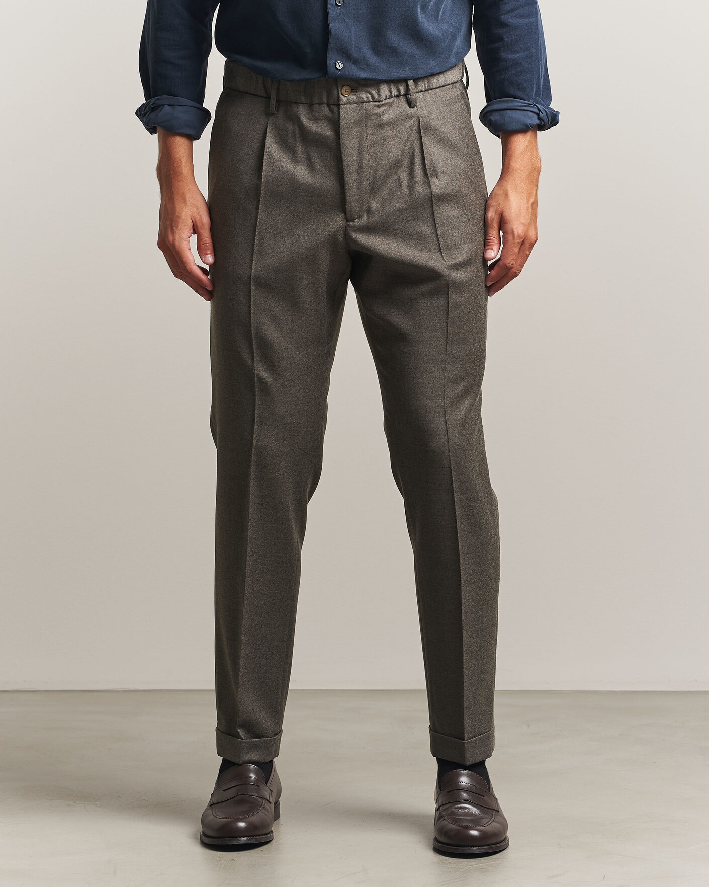 Hombres | Pantalones | Briglia 1949 | Isola Stretch Flannel Trousers Brown