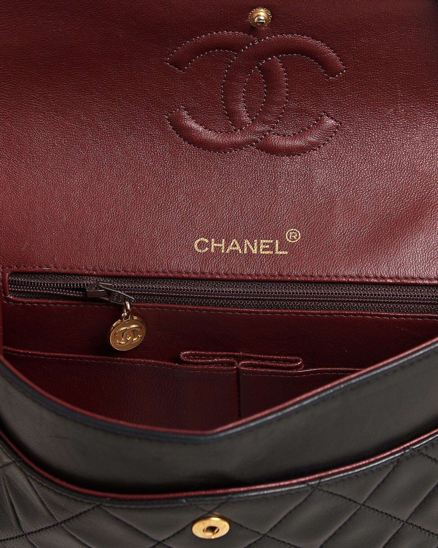 Hombres | Pre-Owned & Vintage Bags | Chanel Pre-Owned | Classic Medium Square Double Flap Bag Lambskin Black