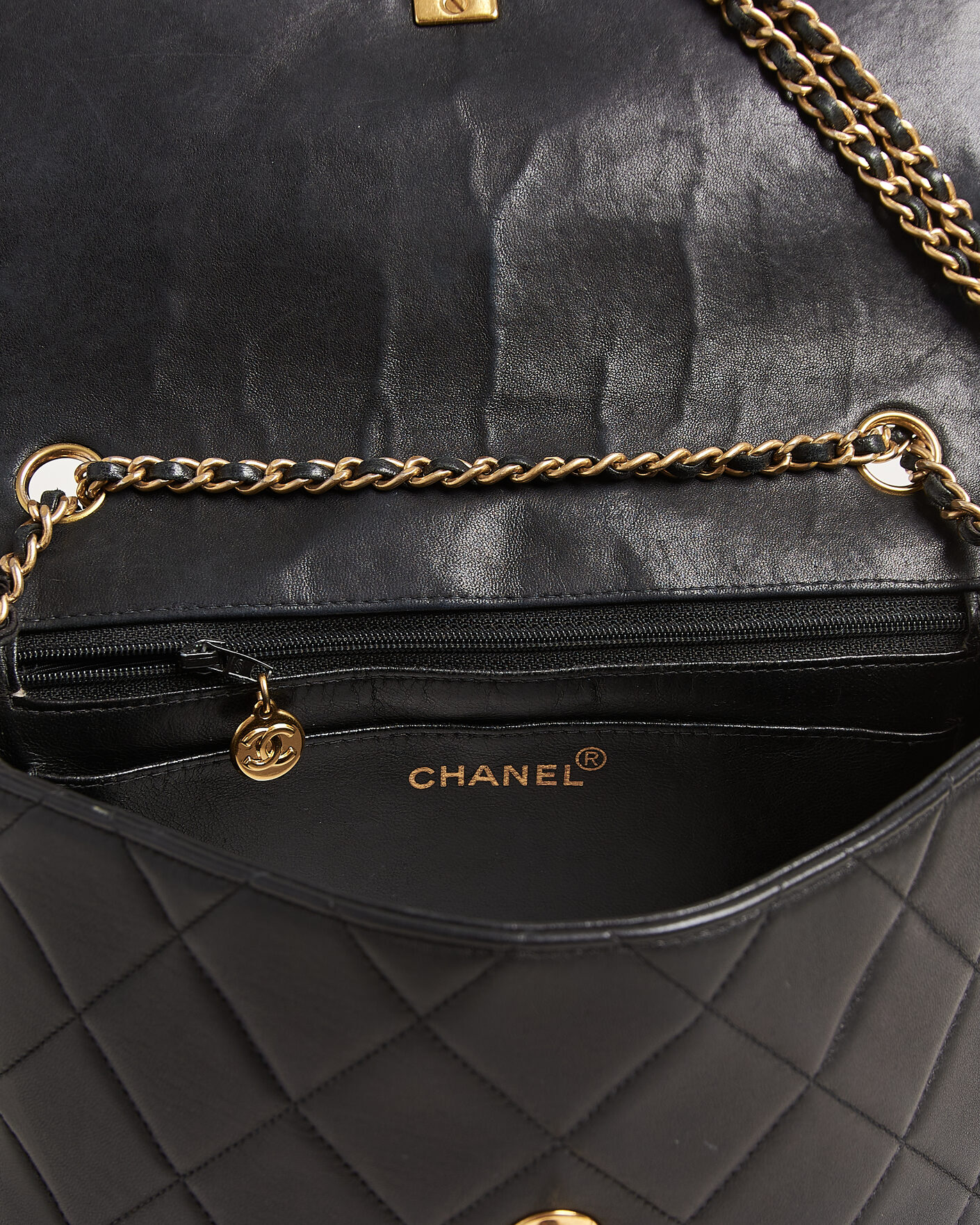 Hombres | Pre-Owned & Vintage Bags | Chanel Pre-Owned | Single Flap Bag Lambskin Black