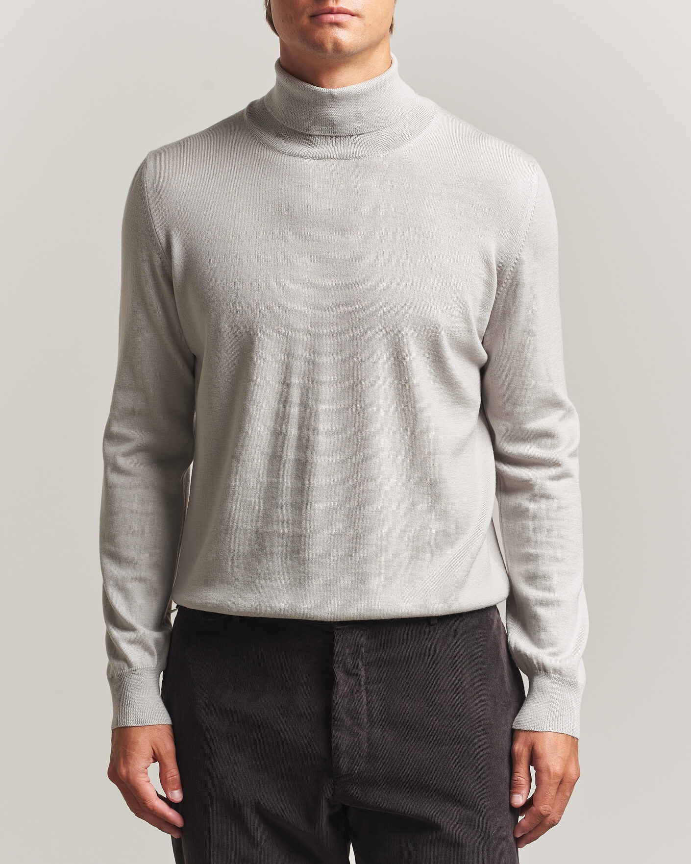 Hombres | Jerséis y prendas de punto | Gran Sasso | Merino Fashion Fit Rollneck Light Beige