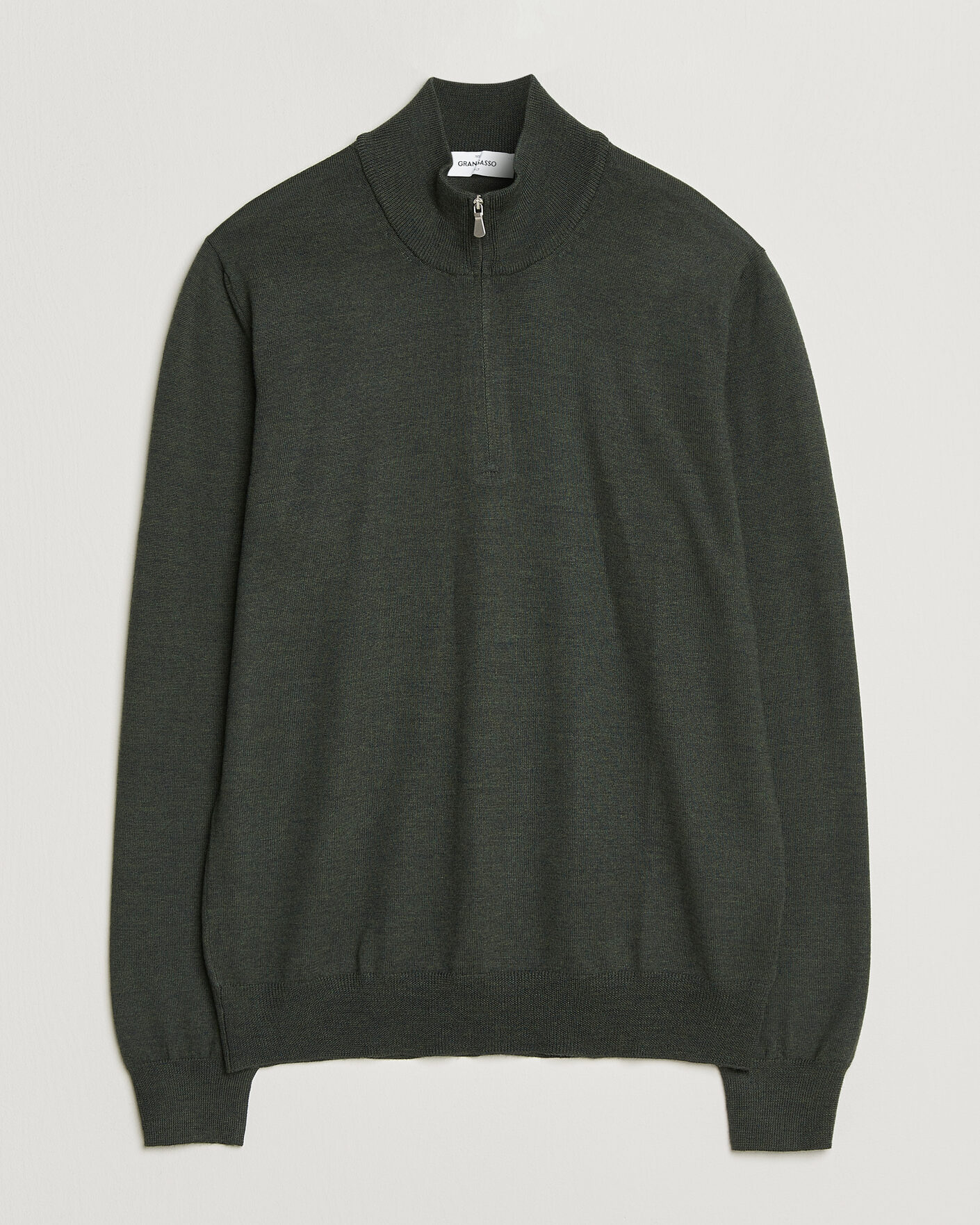 Hombres | Jerséis y prendas de punto | Gran Sasso | Merino Fashion Fit Half Zip Olive Melange