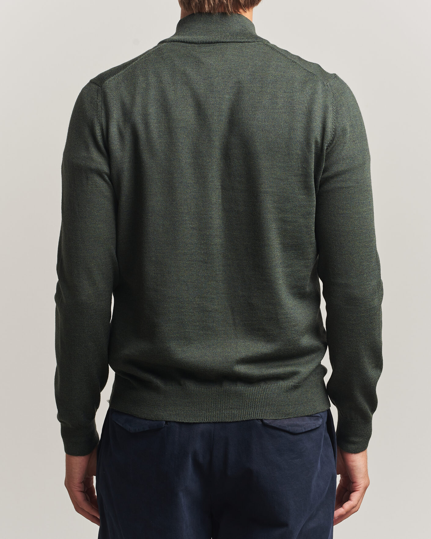 Hombres | Jerséis y prendas de punto | Gran Sasso | Merino Fashion Fit Half Zip Olive Melange