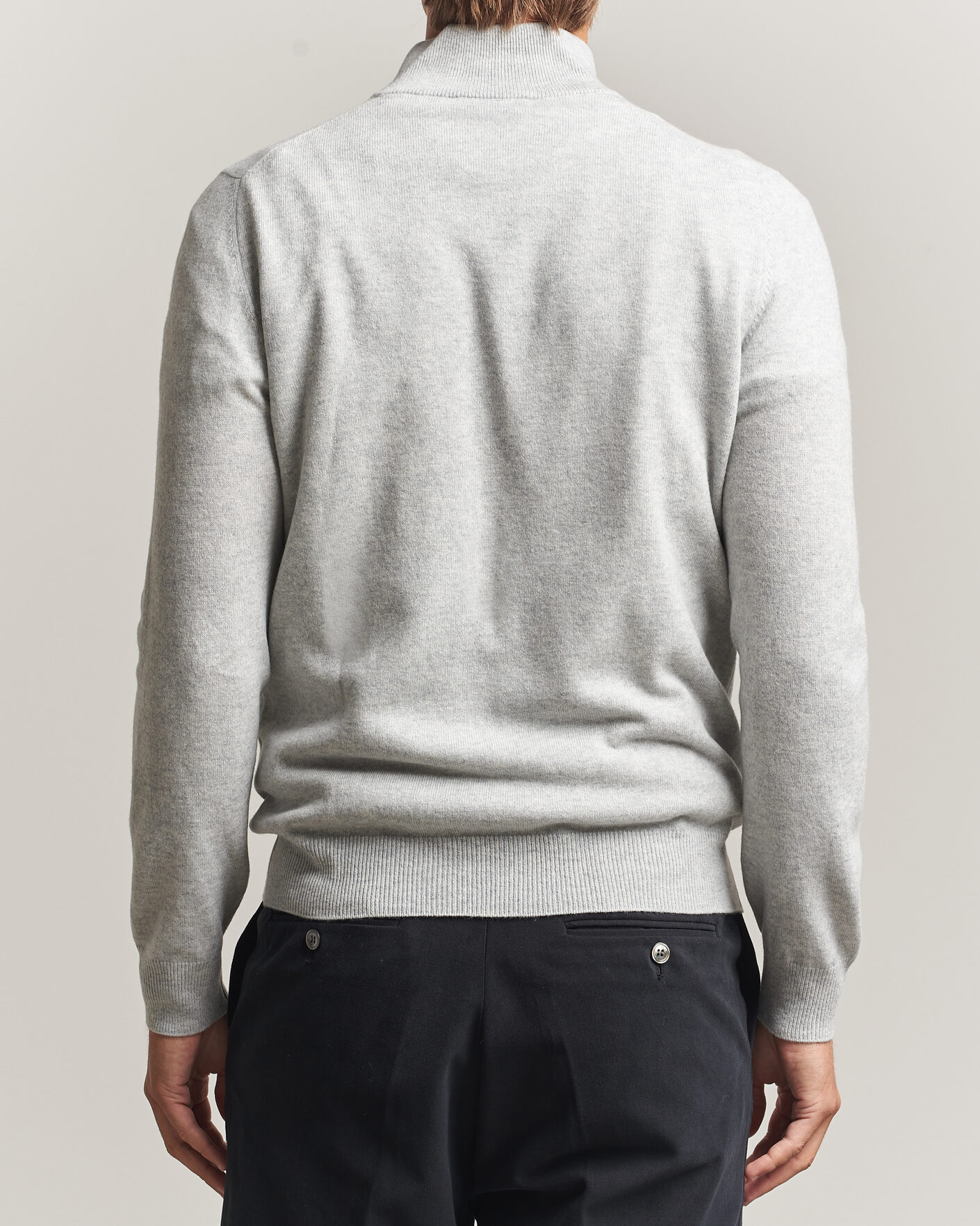 Hombres | Jerséis y prendas de punto | Gran Sasso | Wool/Cashmere Half Zip Light Grey Melange