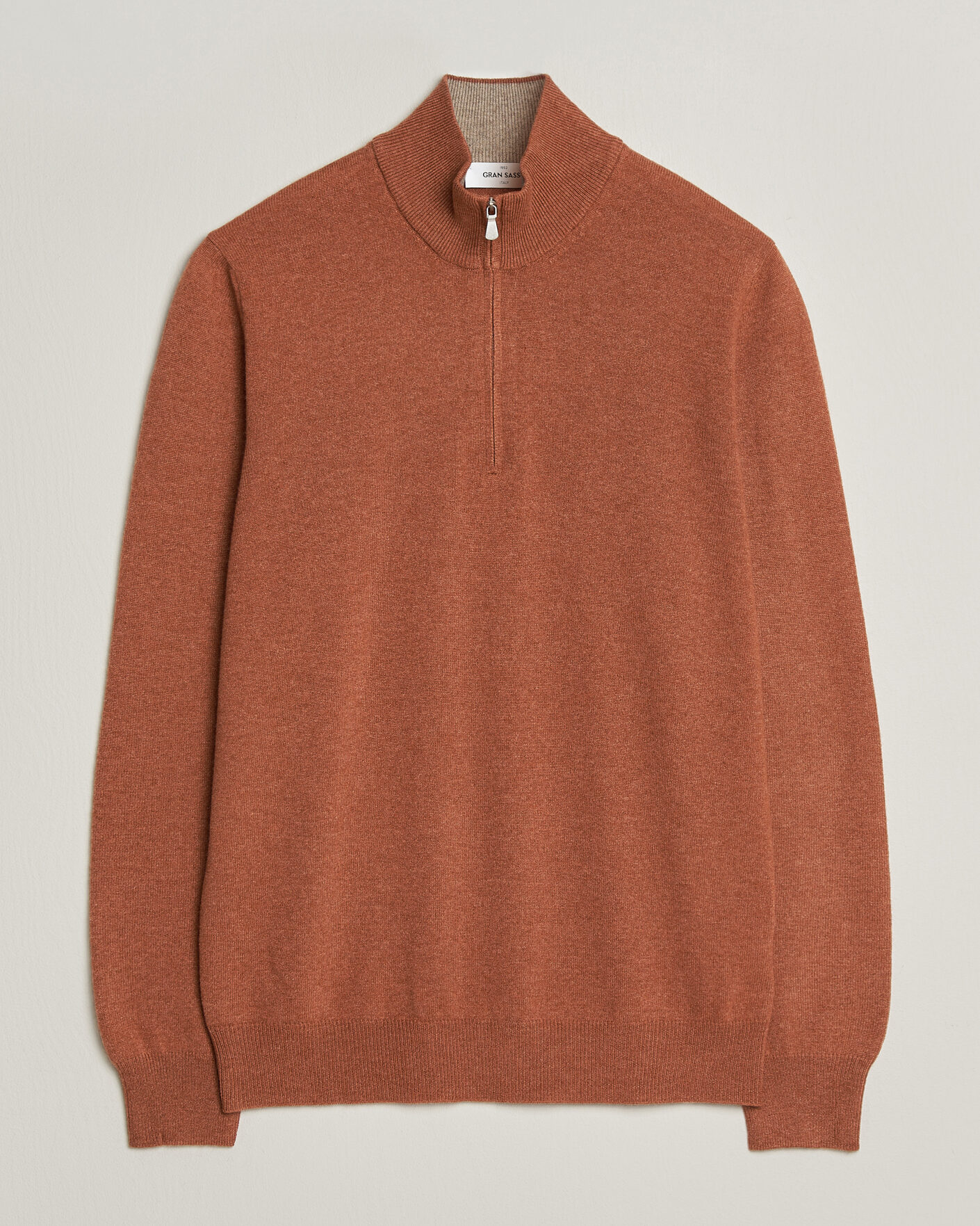 Hombres | Jerséis y prendas de punto | Gran Sasso | Wool/Cashmere Half Zip Rust Orange