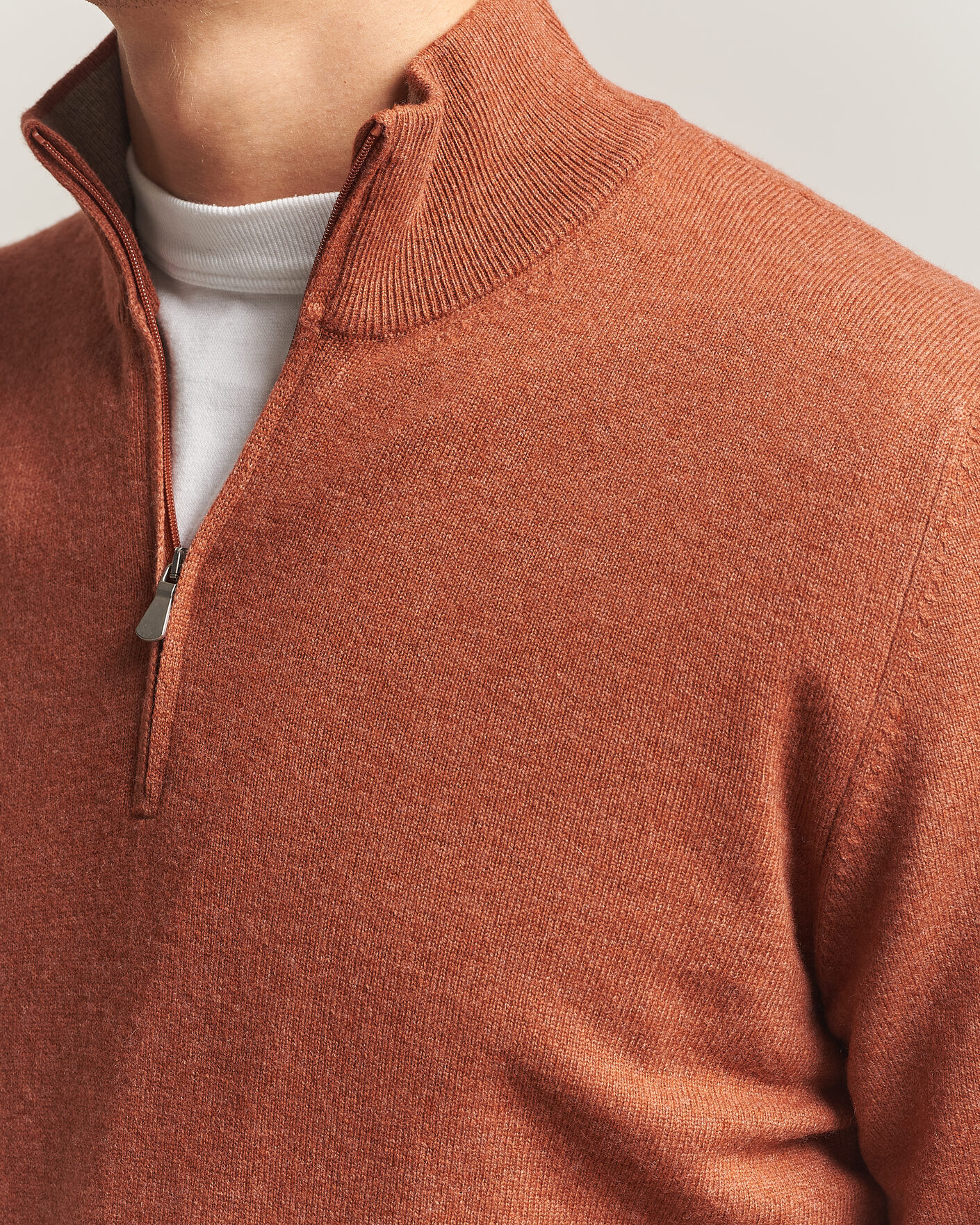 Hombres | Jerséis y prendas de punto | Gran Sasso | Wool/Cashmere Half Zip Rust Orange