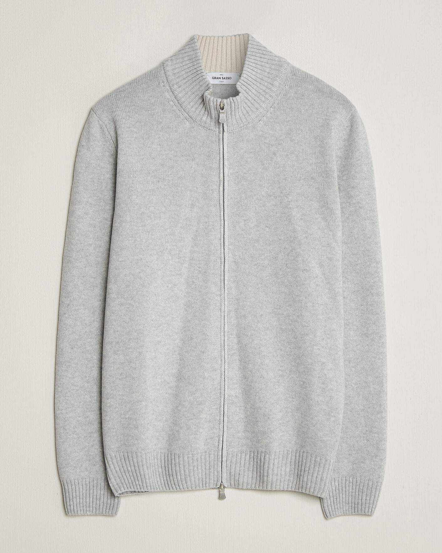 Hombres | Jerséis y prendas de punto | Gran Sasso | Wool/Cashmere Full Zip Light Grey Melange