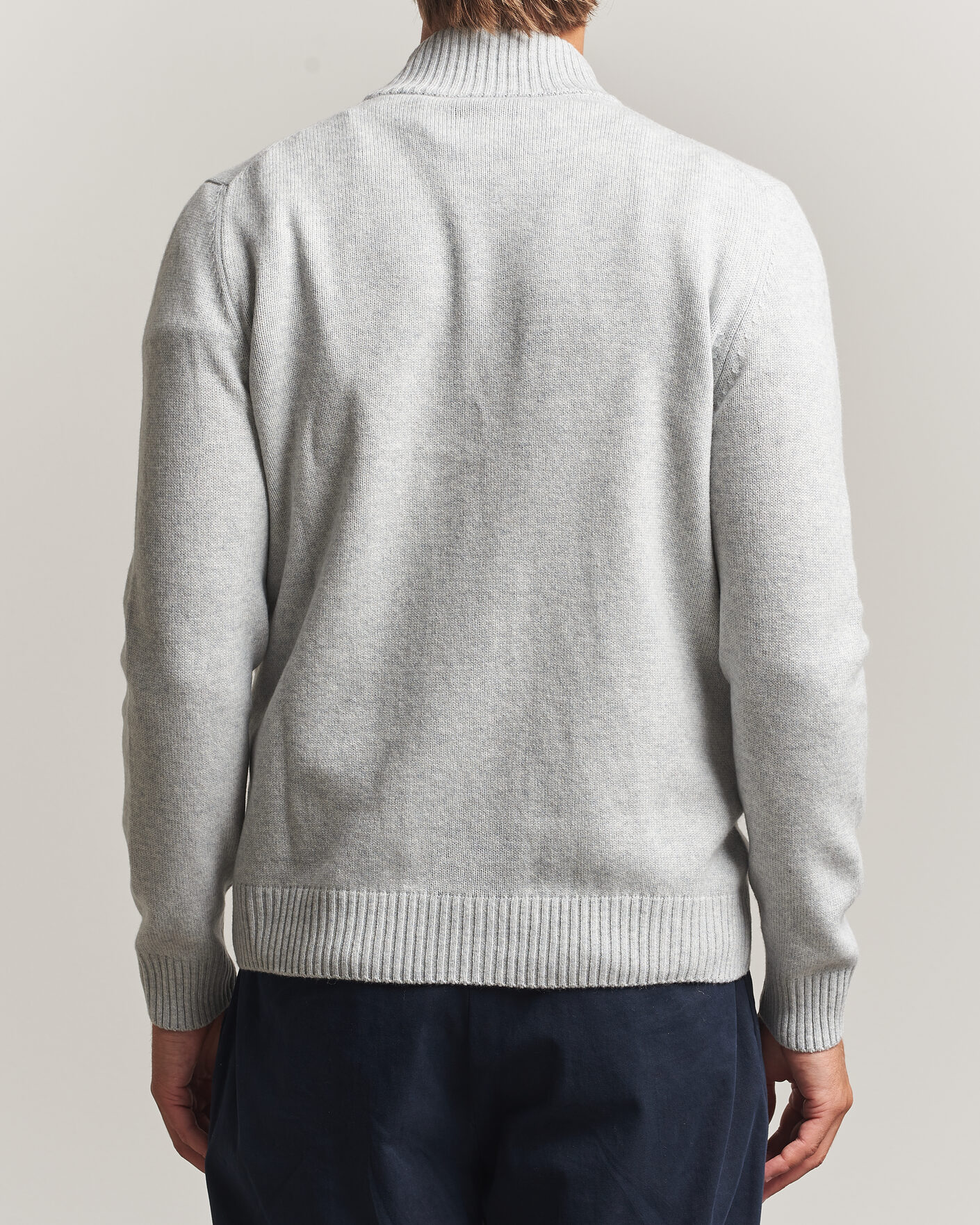 Hombres | Jerséis y prendas de punto | Gran Sasso | Wool/Cashmere Full Zip Light Grey Melange