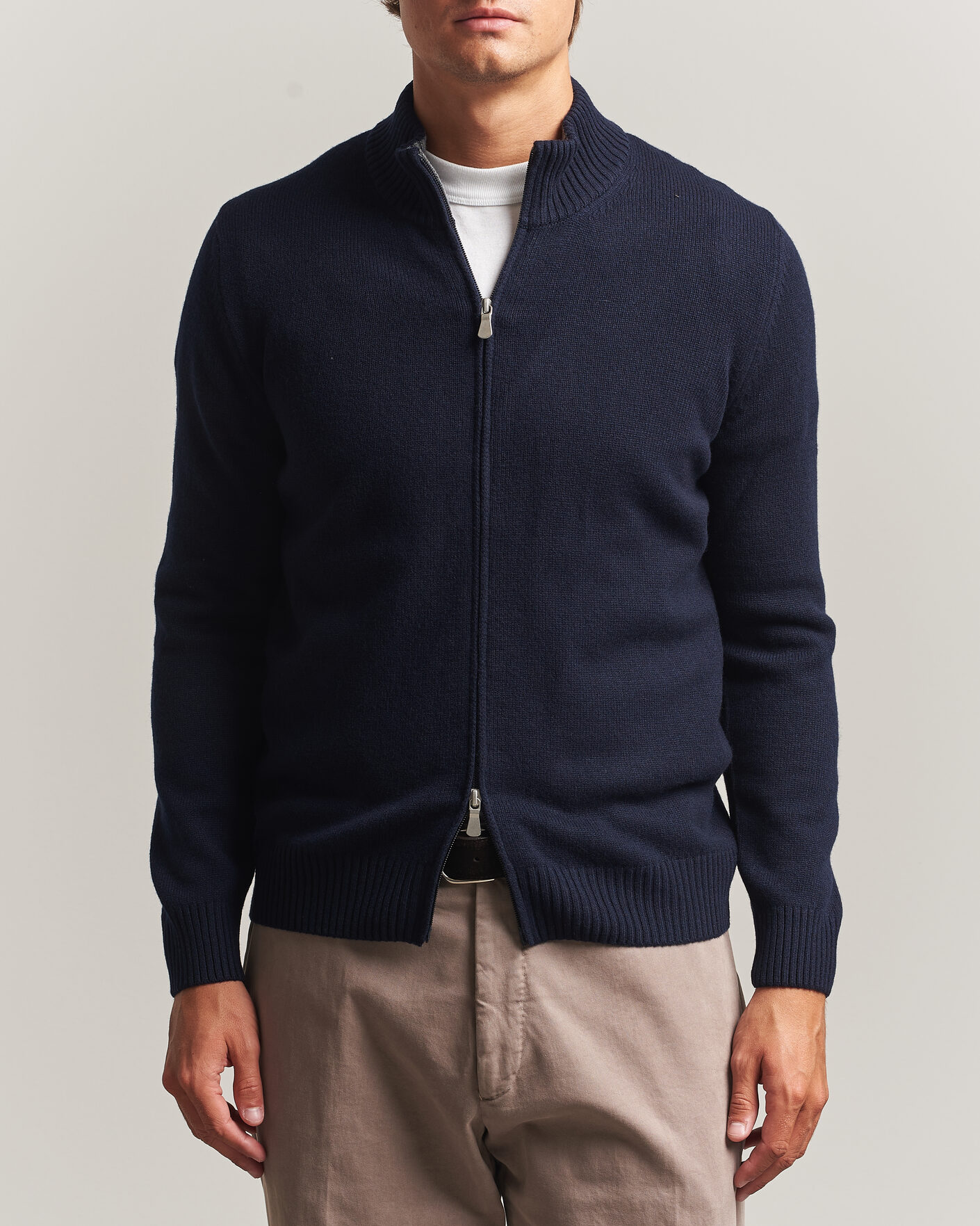 Hombres | Jerséis y prendas de punto | Gran Sasso | Wool/Cashmere Full Zip Navy