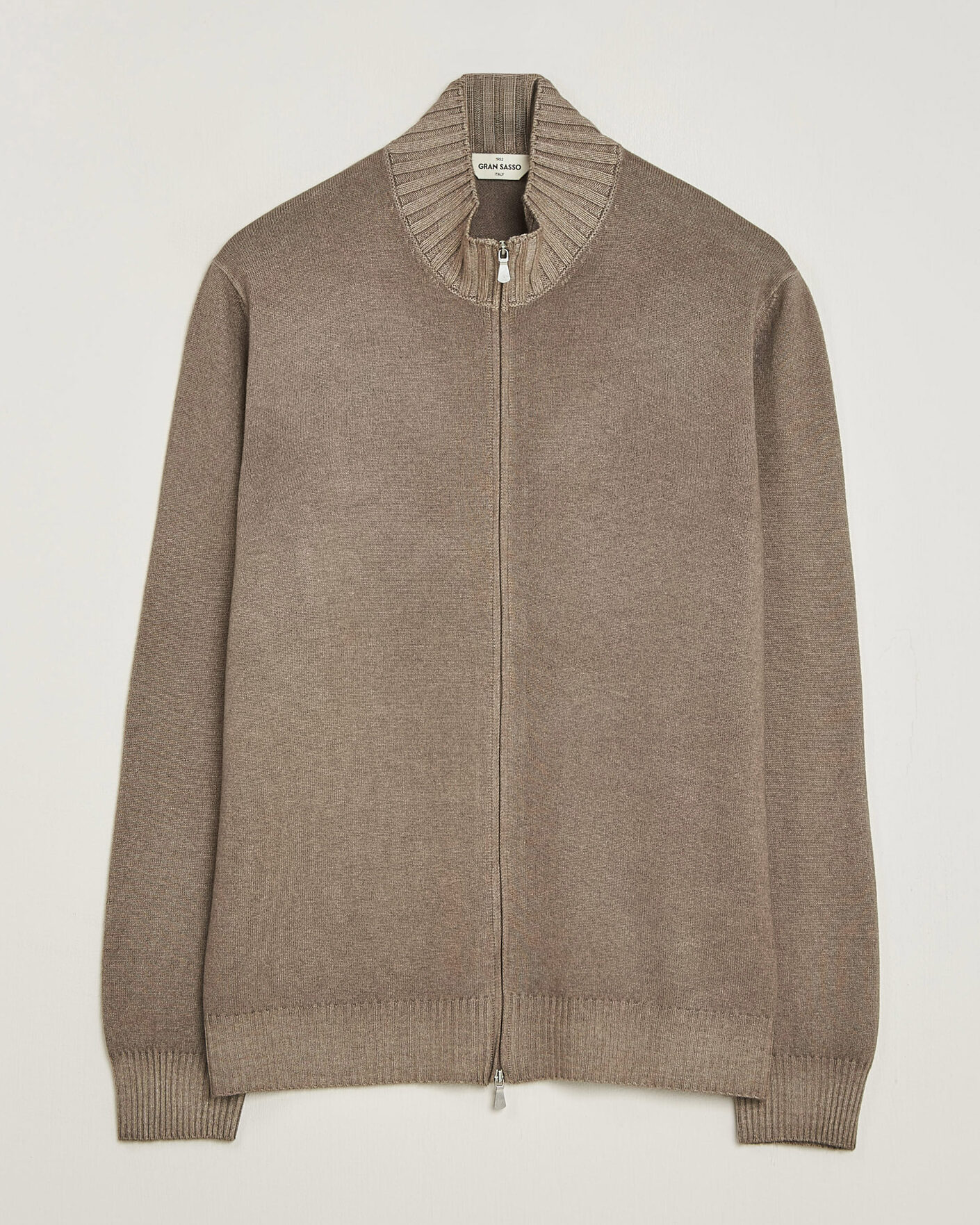 Hombres | Jerséis y prendas de punto | Gran Sasso | Wool/Cashmere Washed Full Zip Brown Melange