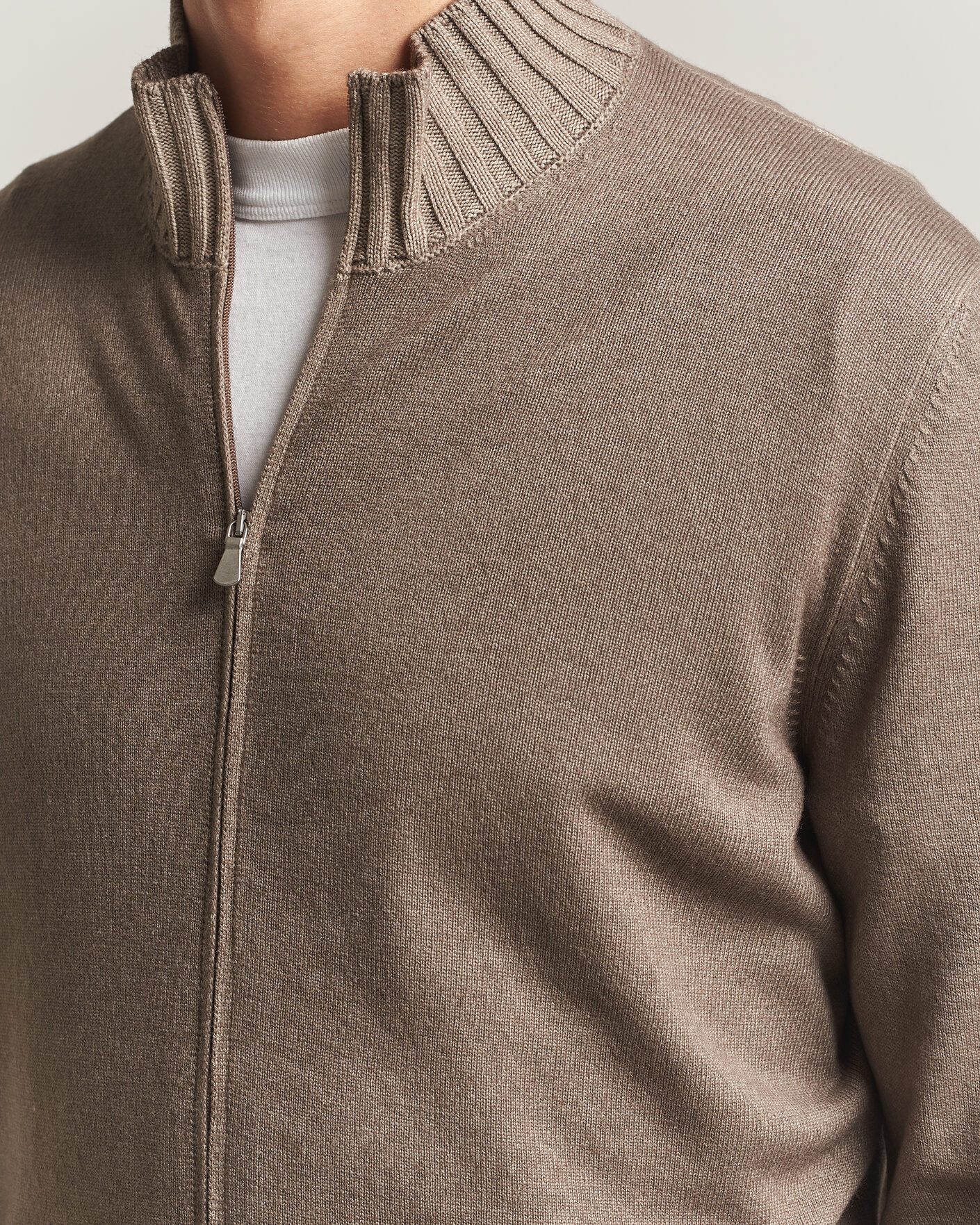 Hombres | Jerséis y prendas de punto | Gran Sasso | Wool/Cashmere Washed Full Zip Brown Melange