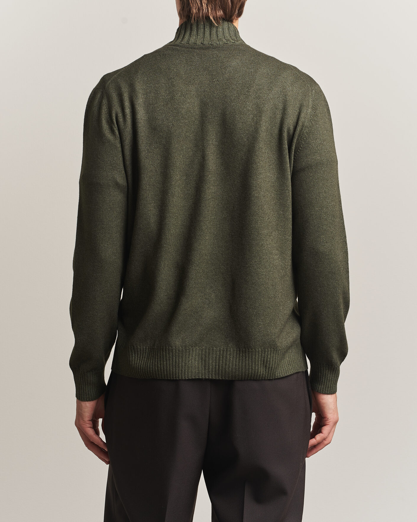 Hombres | Jerséis y prendas de punto | Gran Sasso | Wool/Cashmere Washed Full Zip Olive Melange