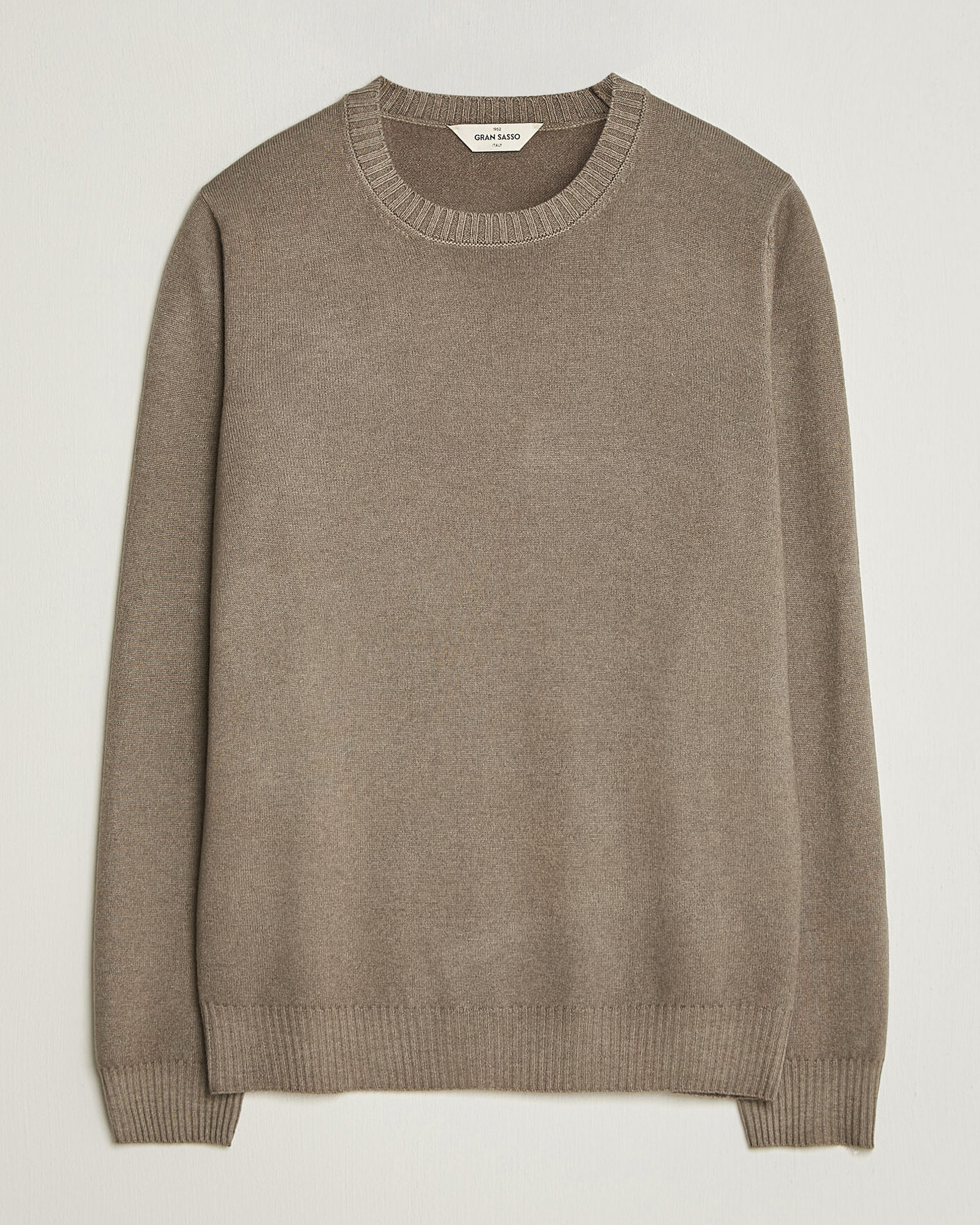 Hombres | Jerséis y prendas de punto | Gran Sasso | Wool/Cashmere Washed Crew Neck Brown Melange